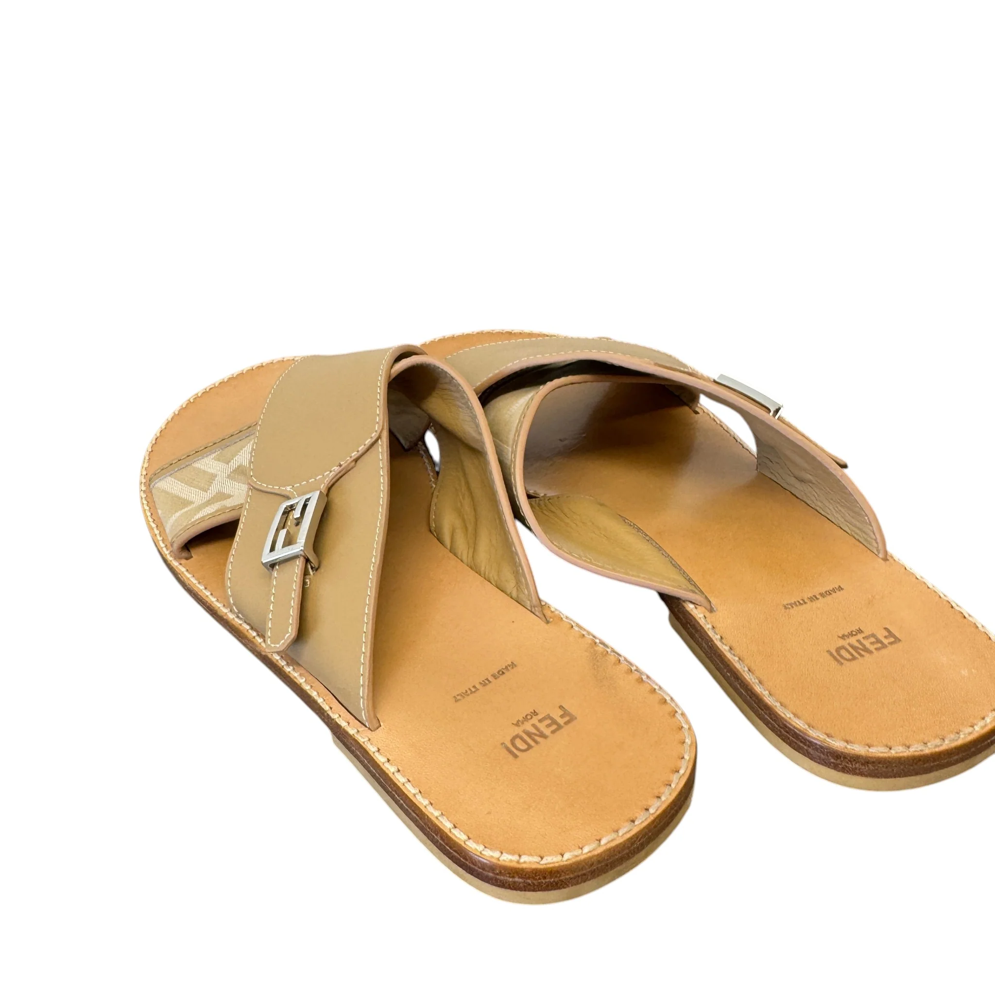 Women's Ff Jaccquard Crossover Sandals Beige Size EU 39 / UK 6 - Image 7
