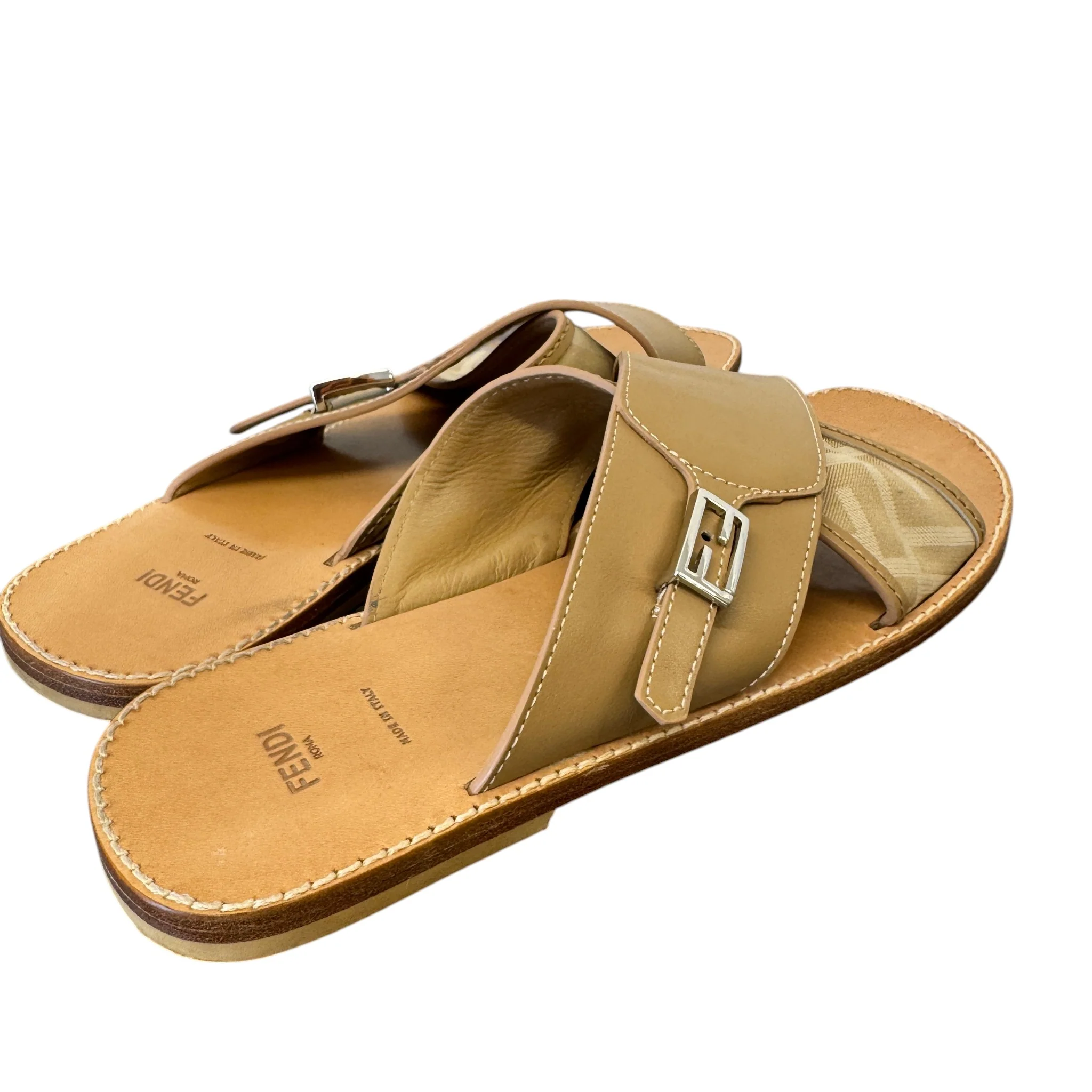 Women's Ff Jaccquard Crossover Sandals Beige Size EU 39 / UK 6 - Image 9