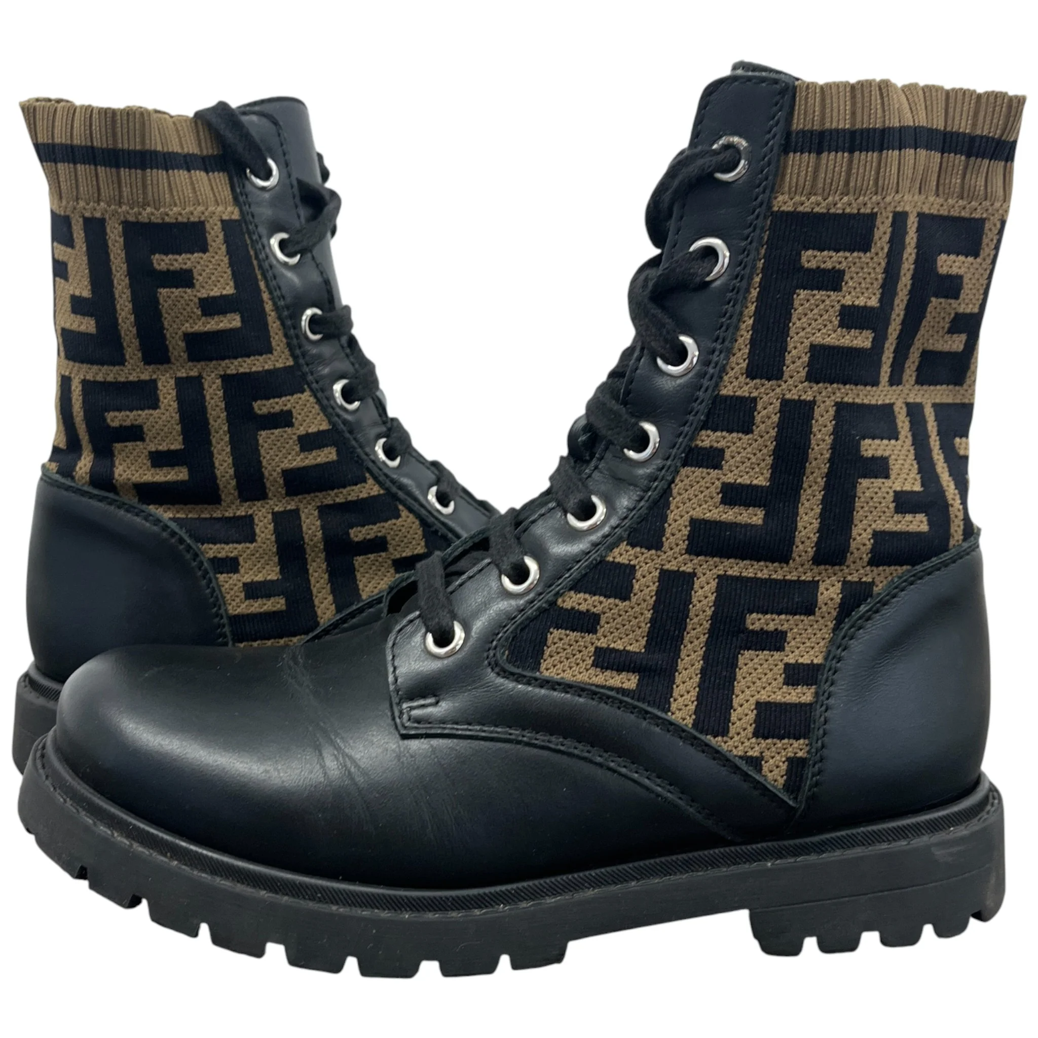 Women's Ff Monogram Boots Black Size EU 34 / UK 1 - Image 3