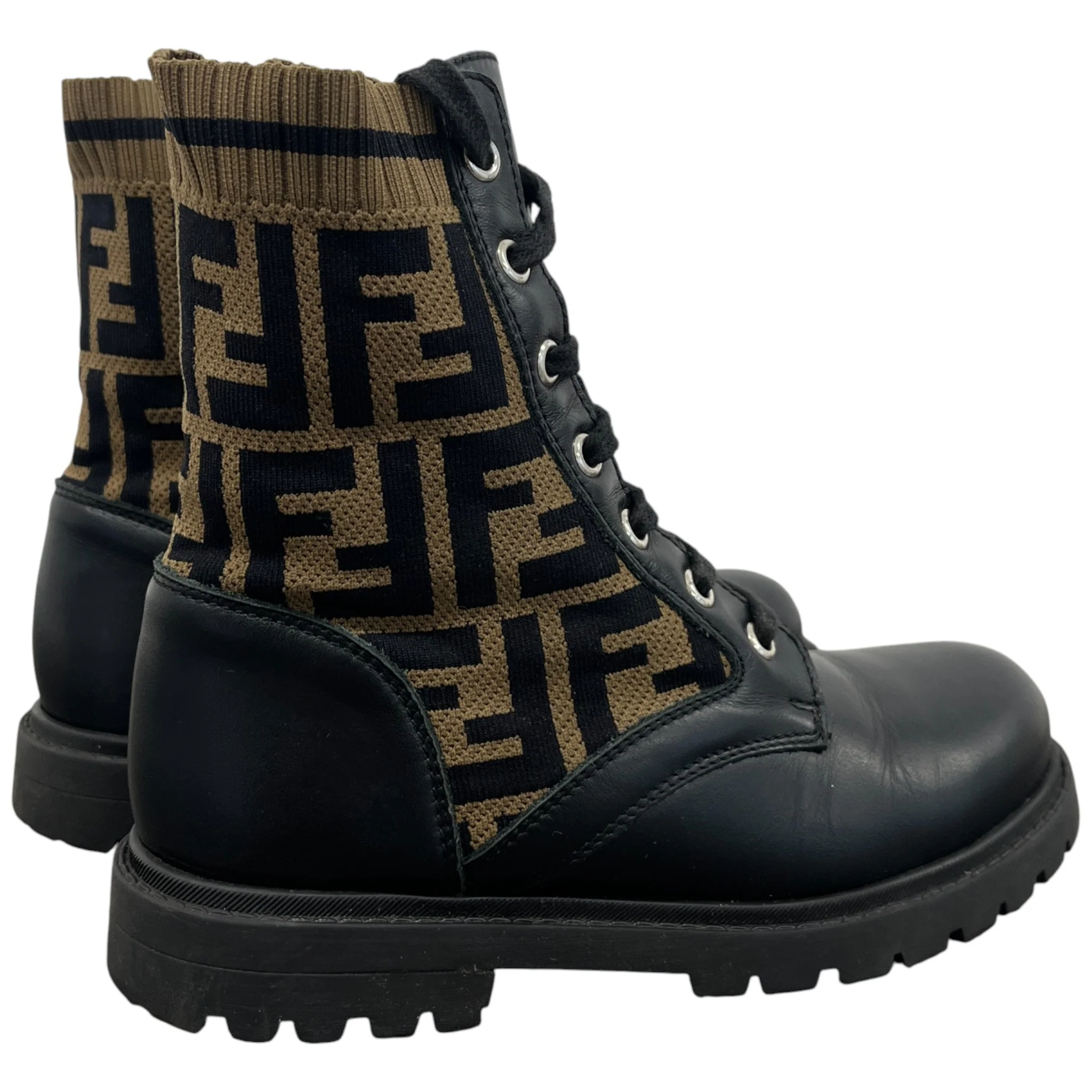 Women's Ff Monogram Boots Black Size EU 34 / UK 1 - Image 9