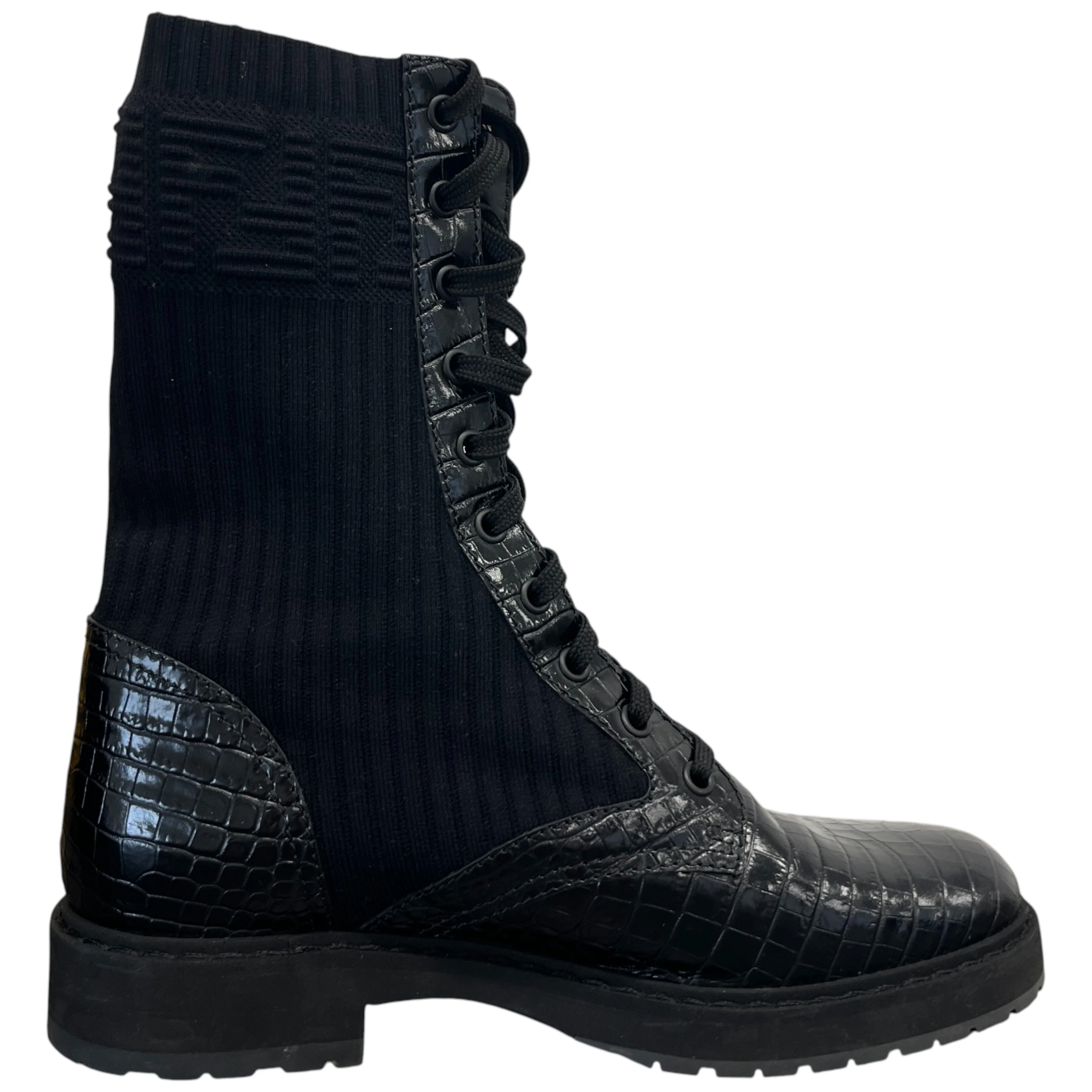 Women's Ff Rockoko Croc Biker Boots Black Size EU 38 / UK 5 - Image 4