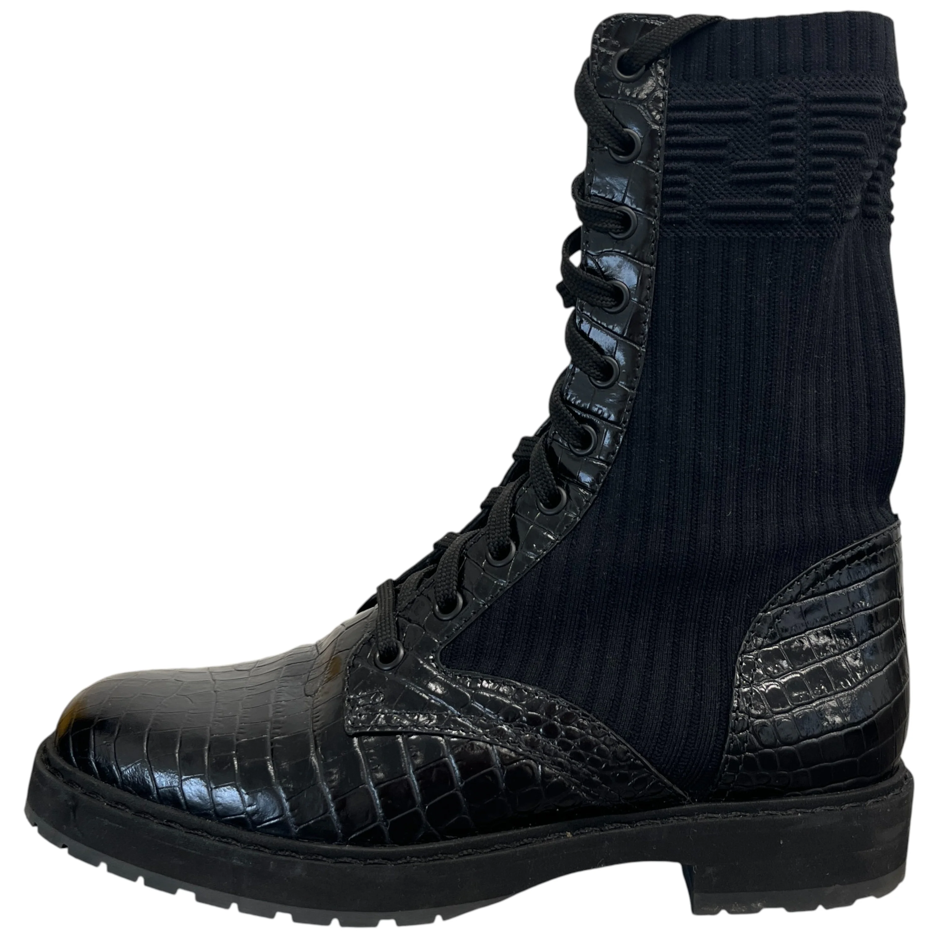 Women's Ff Rockoko Croc Biker Boots Black Size EU 38 / UK 5 - Image 5