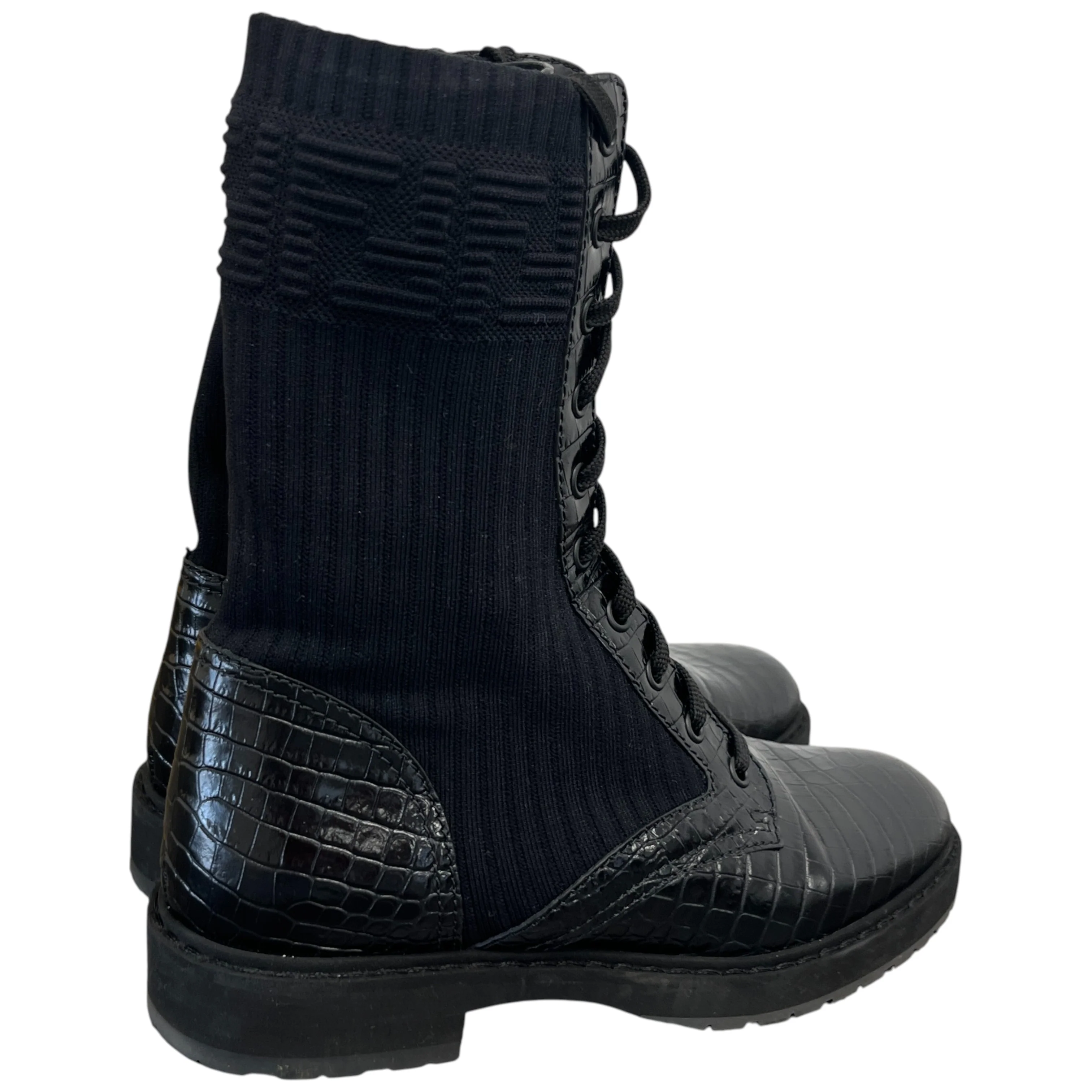 Women's Ff Rockoko Croc Biker Boots Black Size EU 38 / UK 5 - Image 8