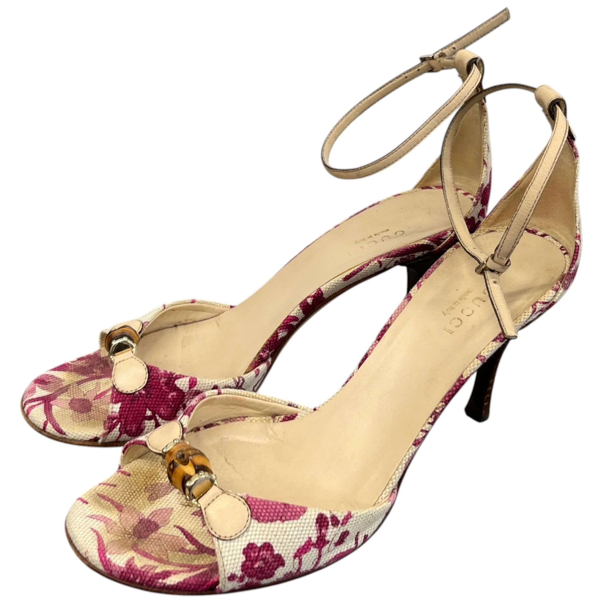 Women's Flora Canvas Bamboo Horsebit Heels Beige Size EU 36 / UK 3 - Image 9
