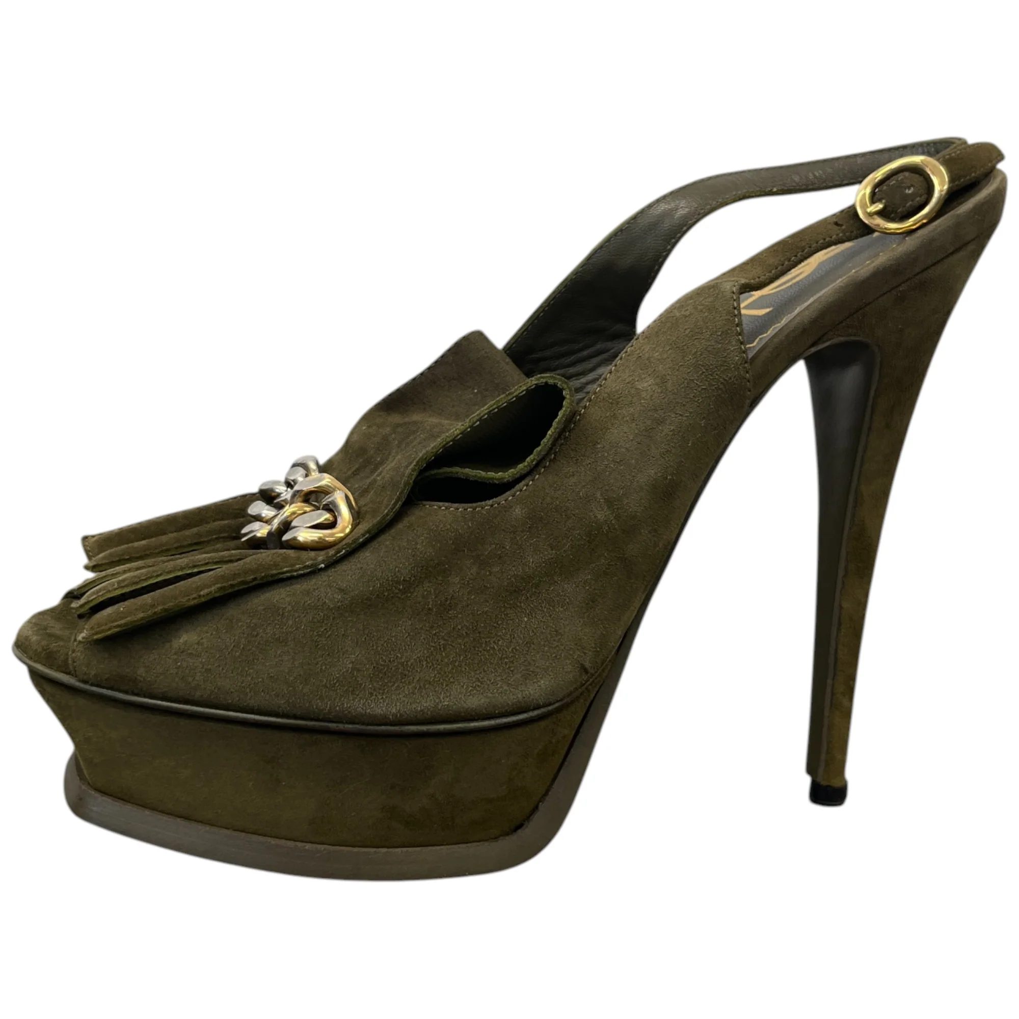 Women's Fringe Chain Detail Heels Green Size EU 38 / UK 5 - Image 5