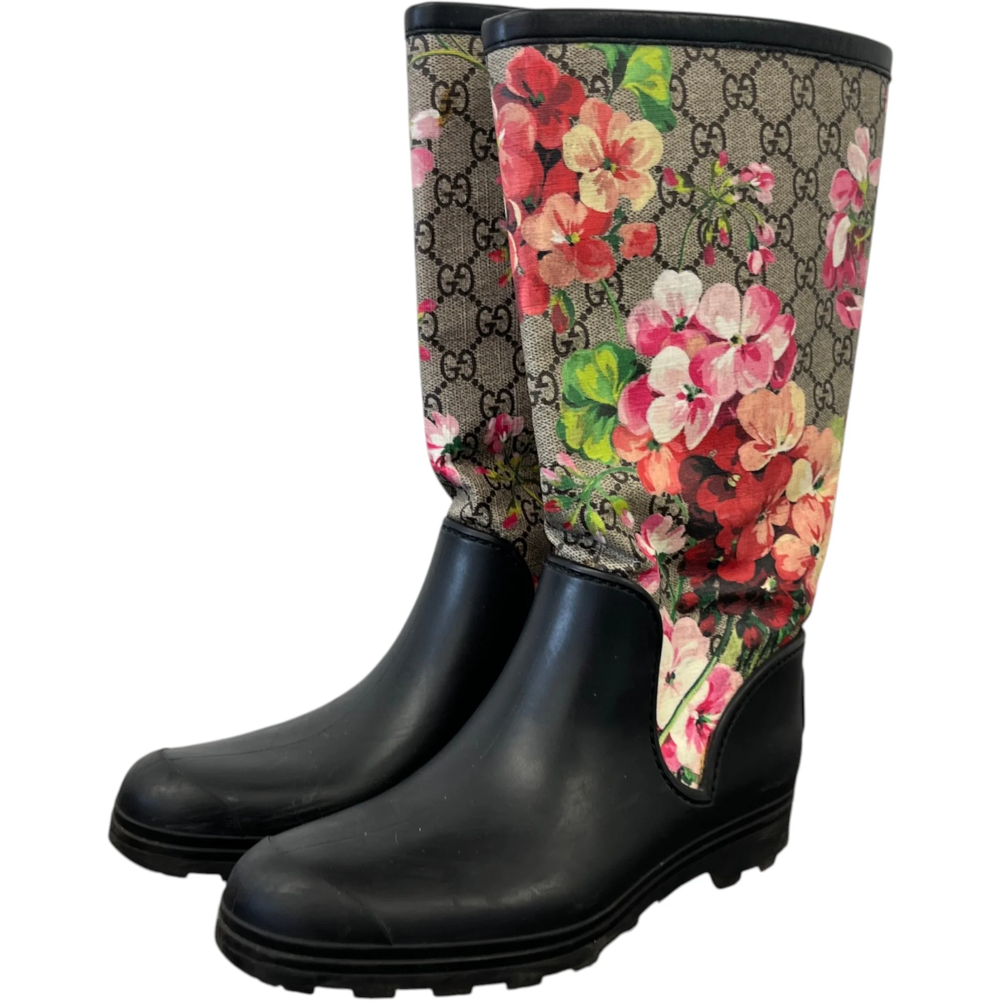 Women's Gg Blooms Rain Boots Black Size EU 38 / UK 5 - Image 9