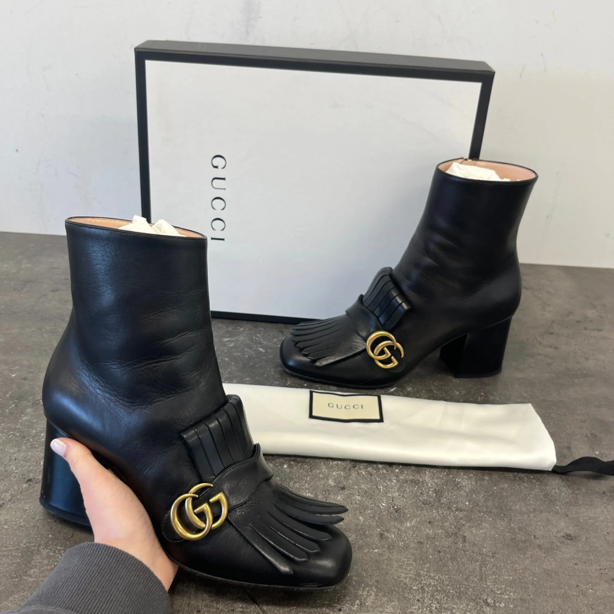 Women's Gg Marmont Ankle Boots Black Size EU 40 / UK 7 - Image 12