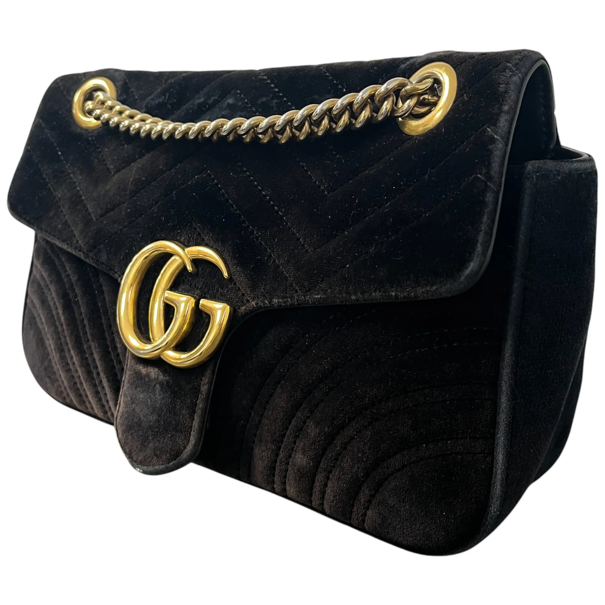 Women's Gg Marmont Small Velvet Bag Black - Image 6