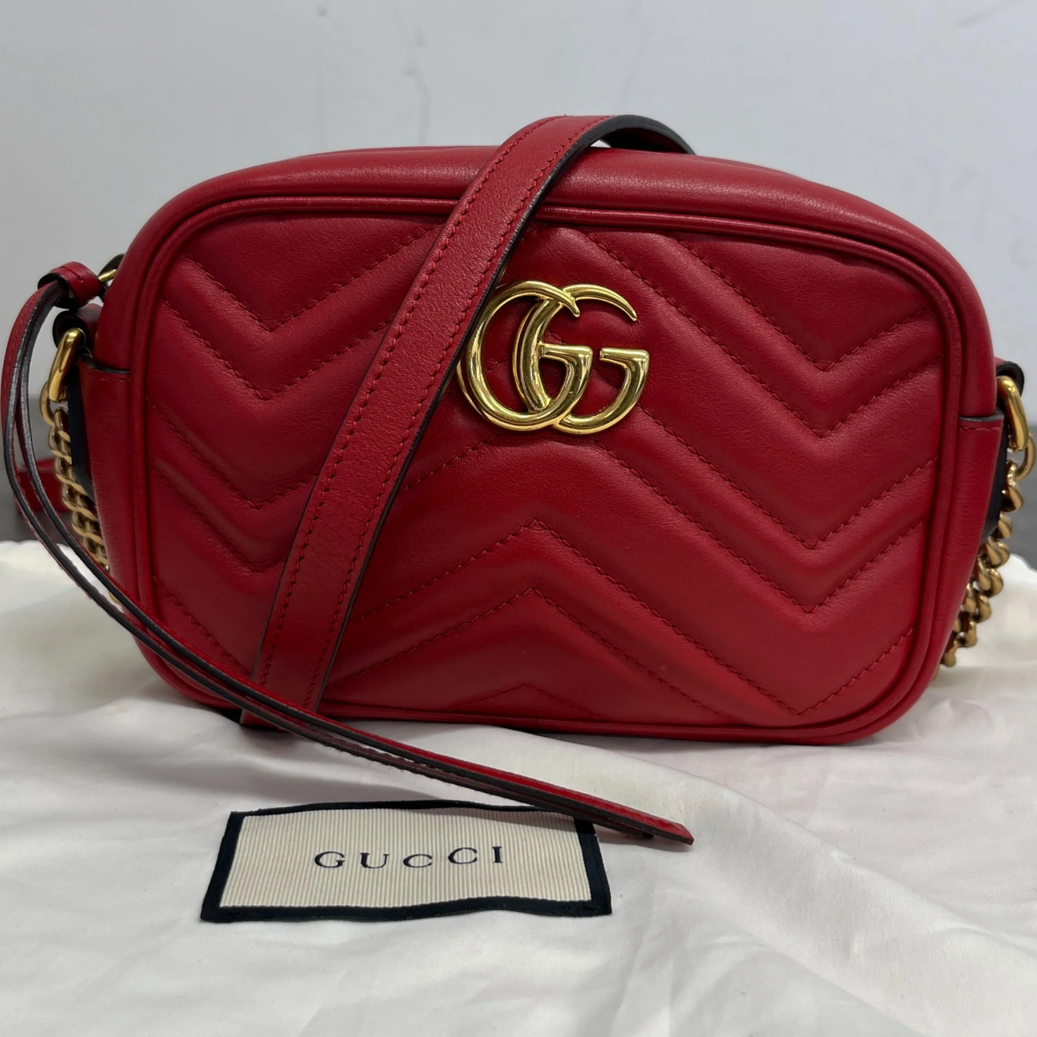 Women's Gg Mini Marmont Camera Bag Red - Image 12