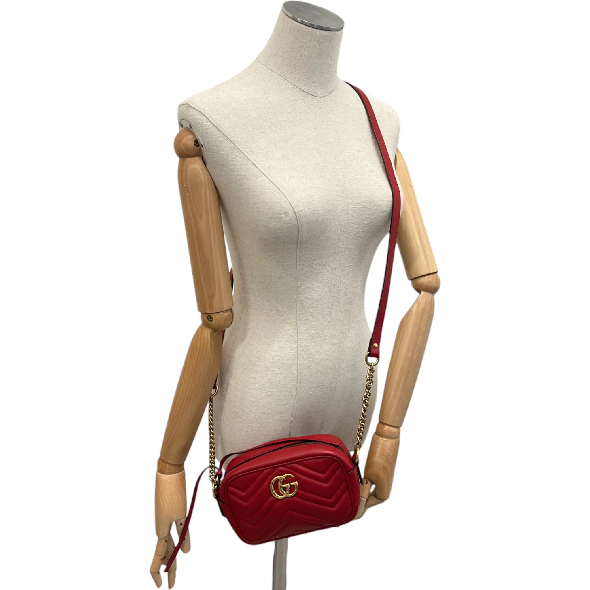 Women's Gg Mini Marmont Camera Bag Red - Image 2