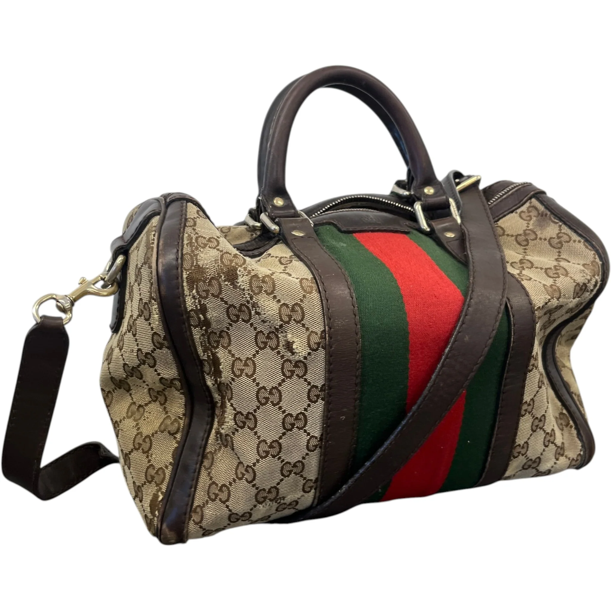 Women's Gg Supreme Web Stripe Handbag Beige - Image 5