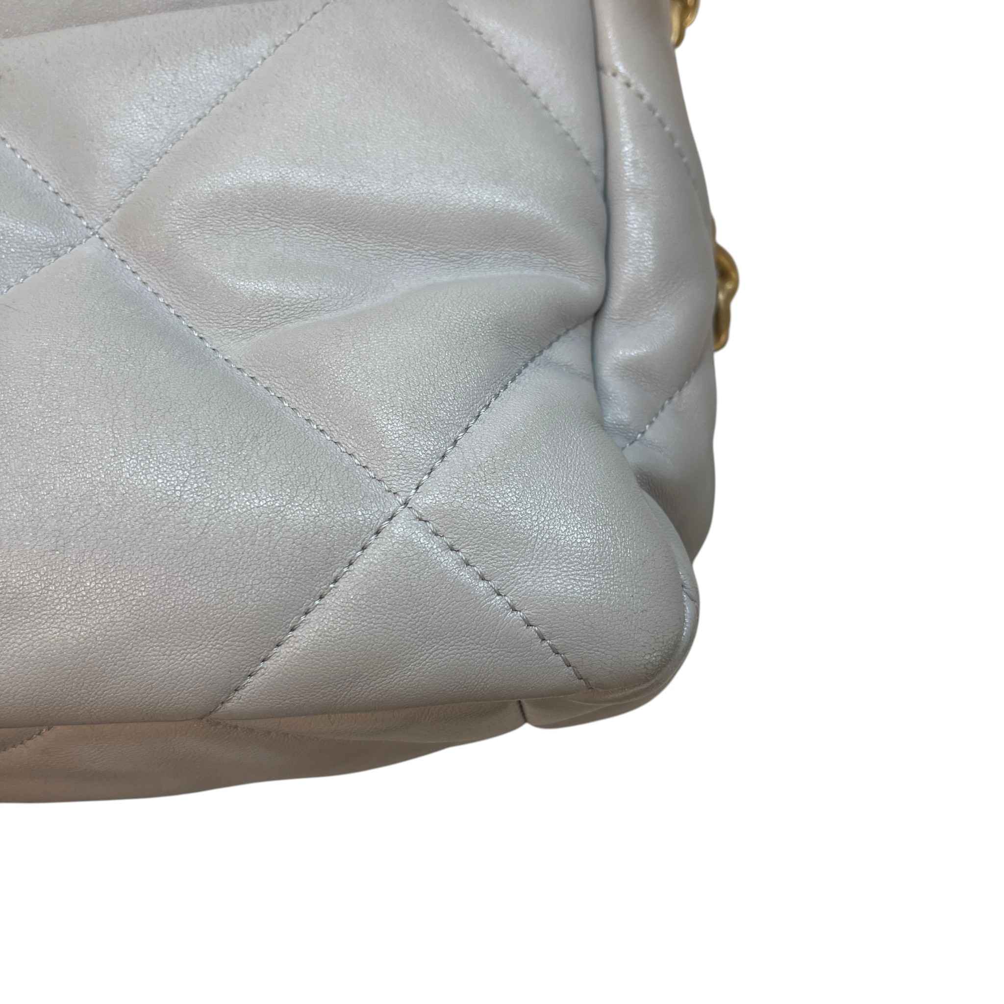Women's Goatskin Quilted Medium 19 Flap Bag Grey - Image 19