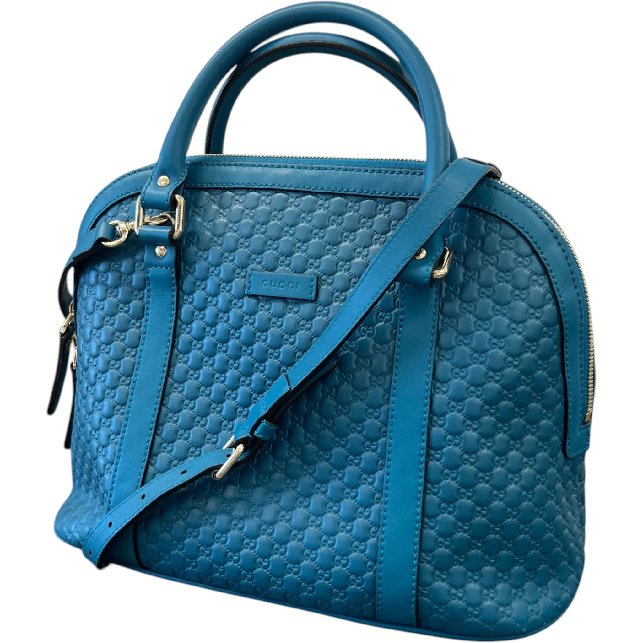 Women's Guccissima Dome Medium Bag Blue - Image 4