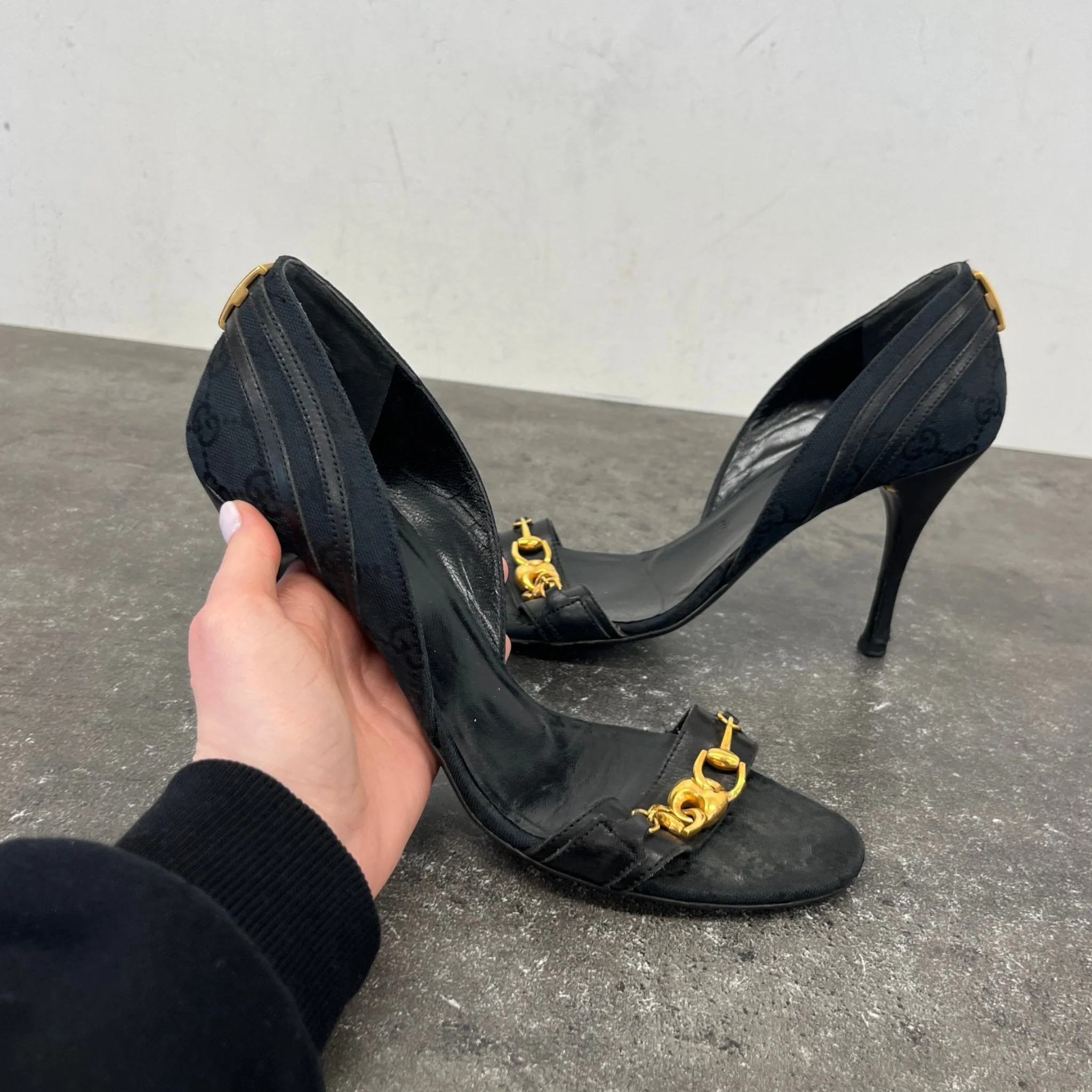 Women's Horsebit Accent Canvas Heels Black Size EU 38.5 / UK 5.5 - Image 12