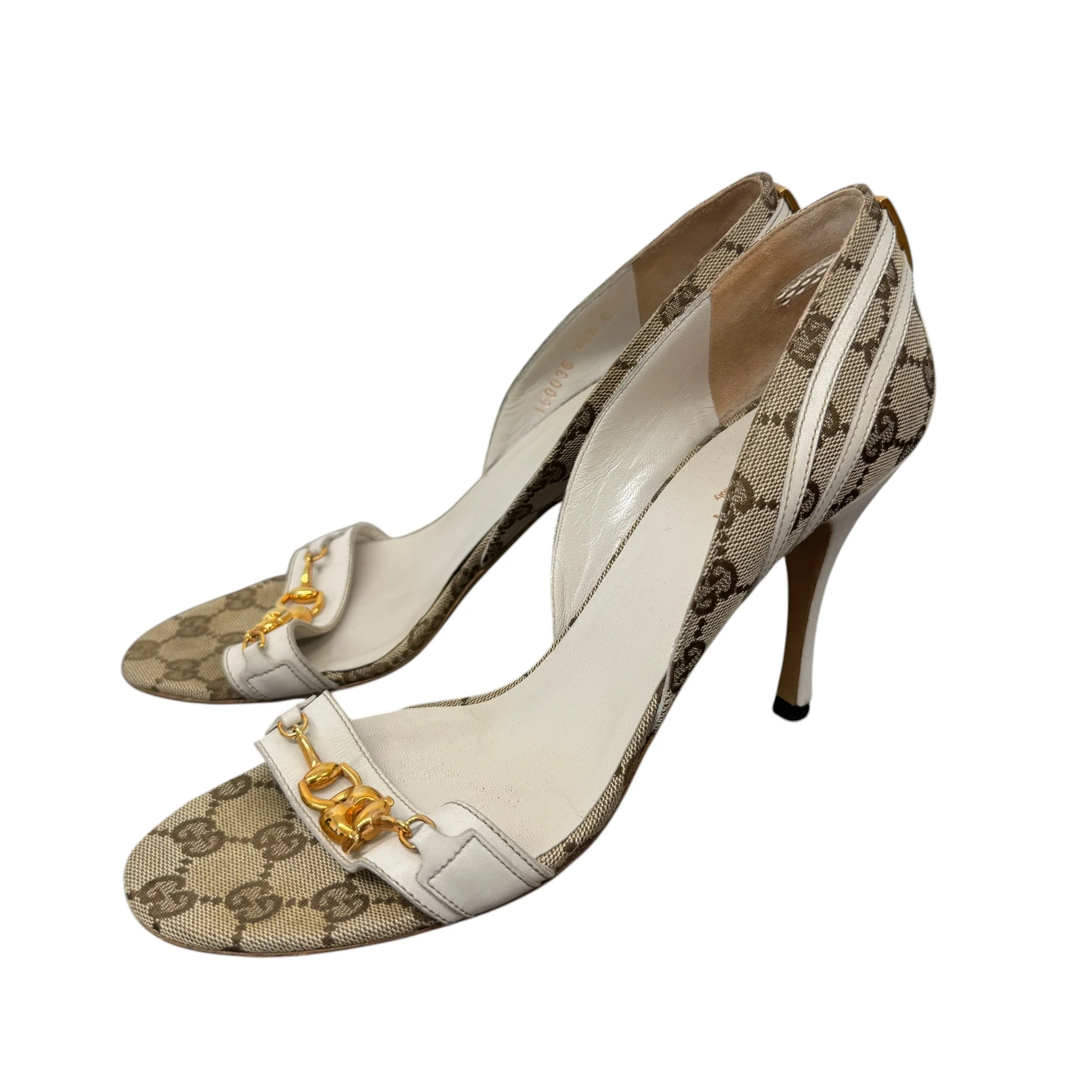 Women's Horsebit Peep Toe Heels Beige Size EU 39.5 / UK 6.5 - Image 7