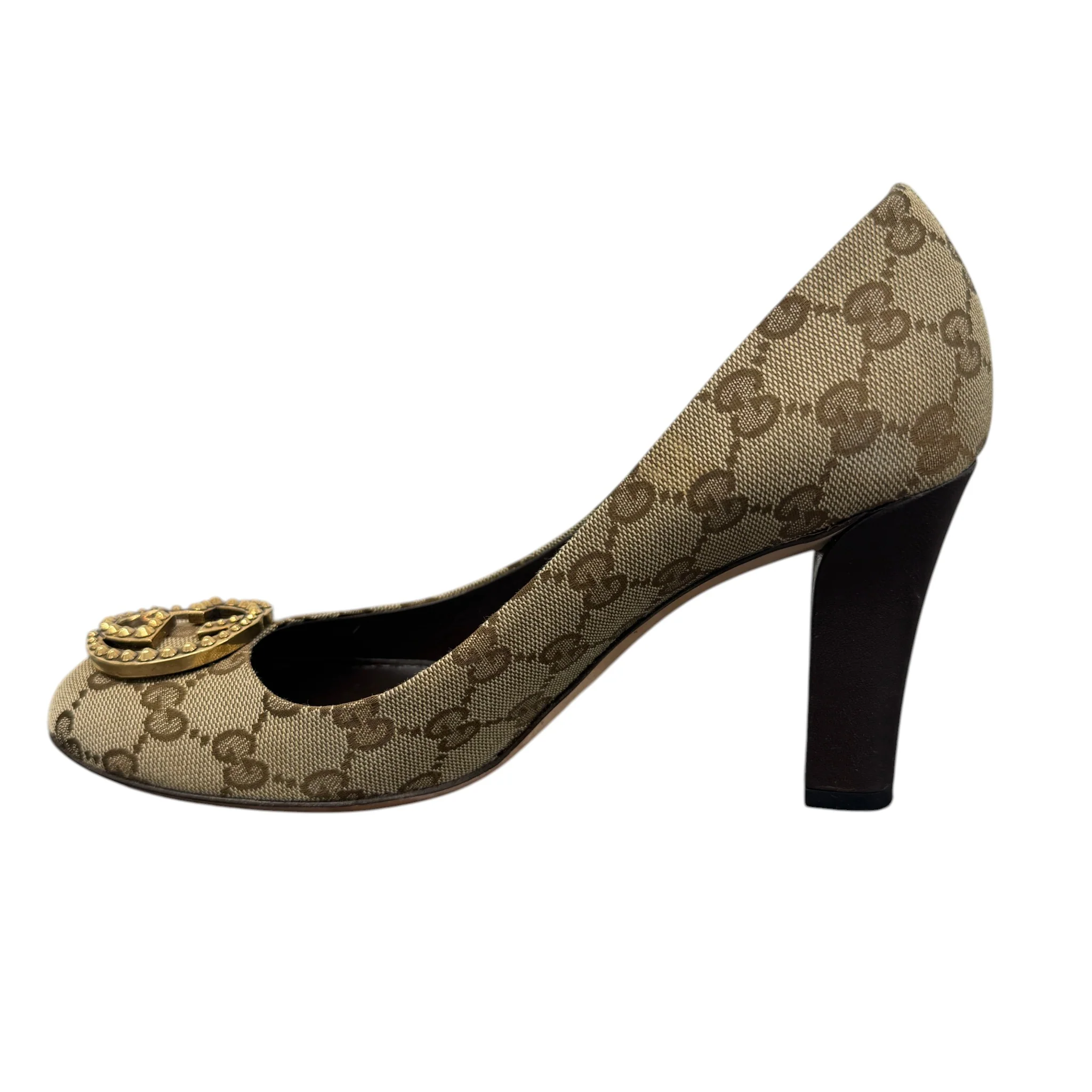Women's Interlocking G Heels Beige Size EU 39 / UK 6 - Image 2