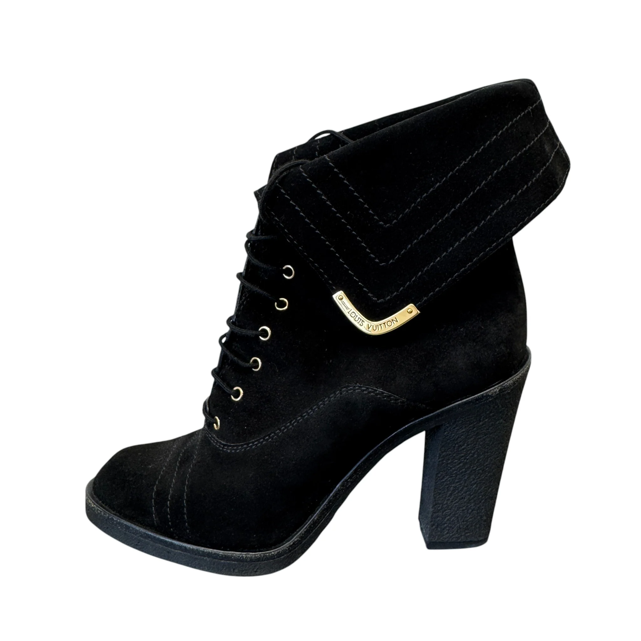 Women's Lace-Up Block Heels Black Size EU 38.5 / UK 5.5 - Image 4
