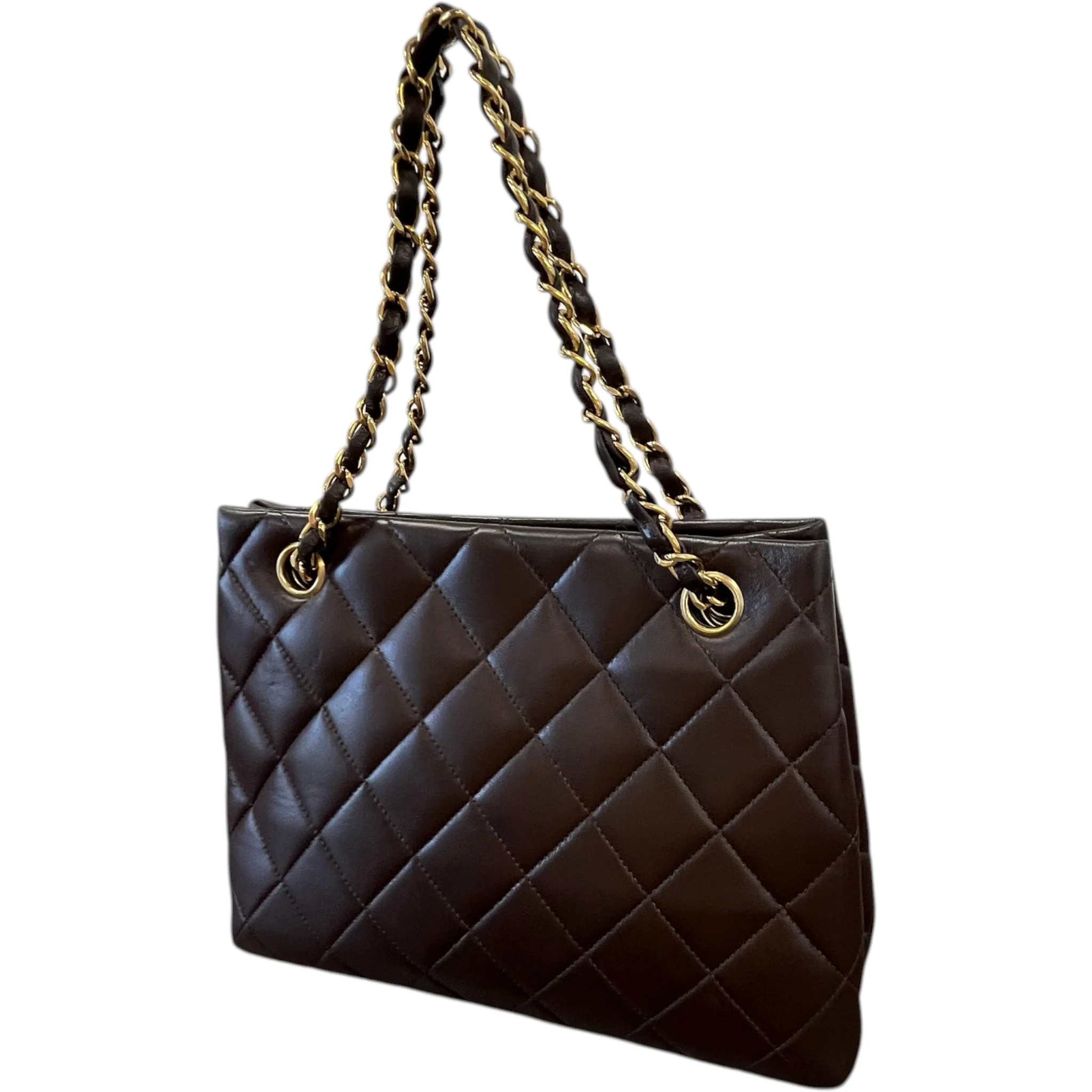 Women's Lambskin Cc Tote Bag Brown - Image 8