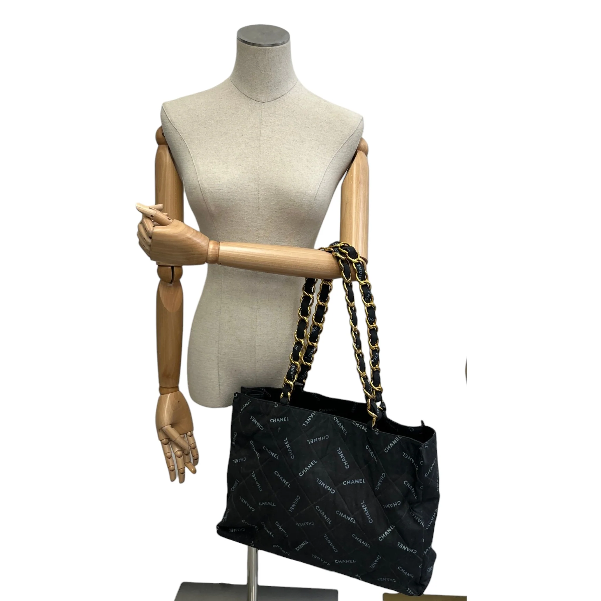 Women's Logo Chain Tote Bag Black - Image 3