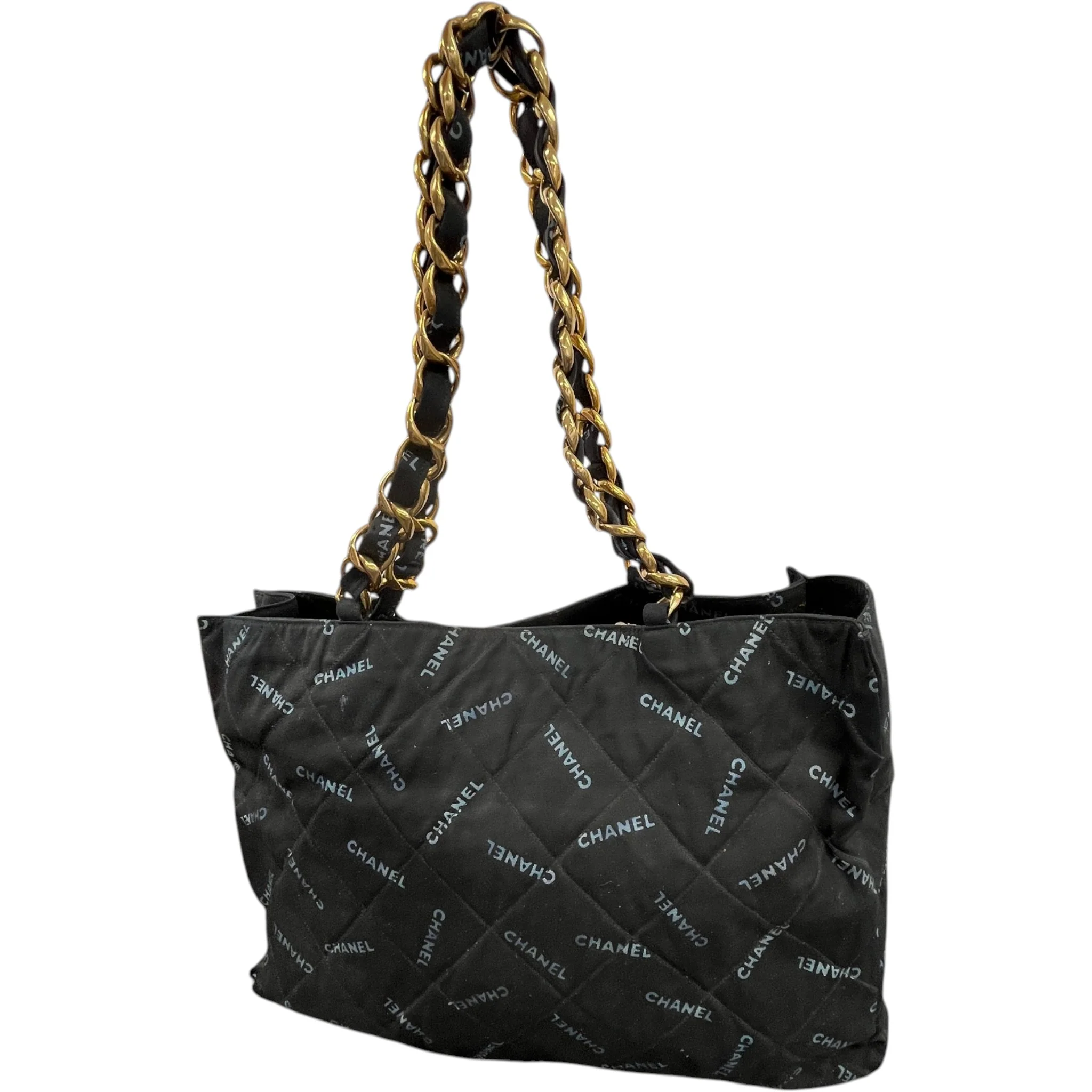 Women's Logo Chain Tote Bag Black - Image 4
