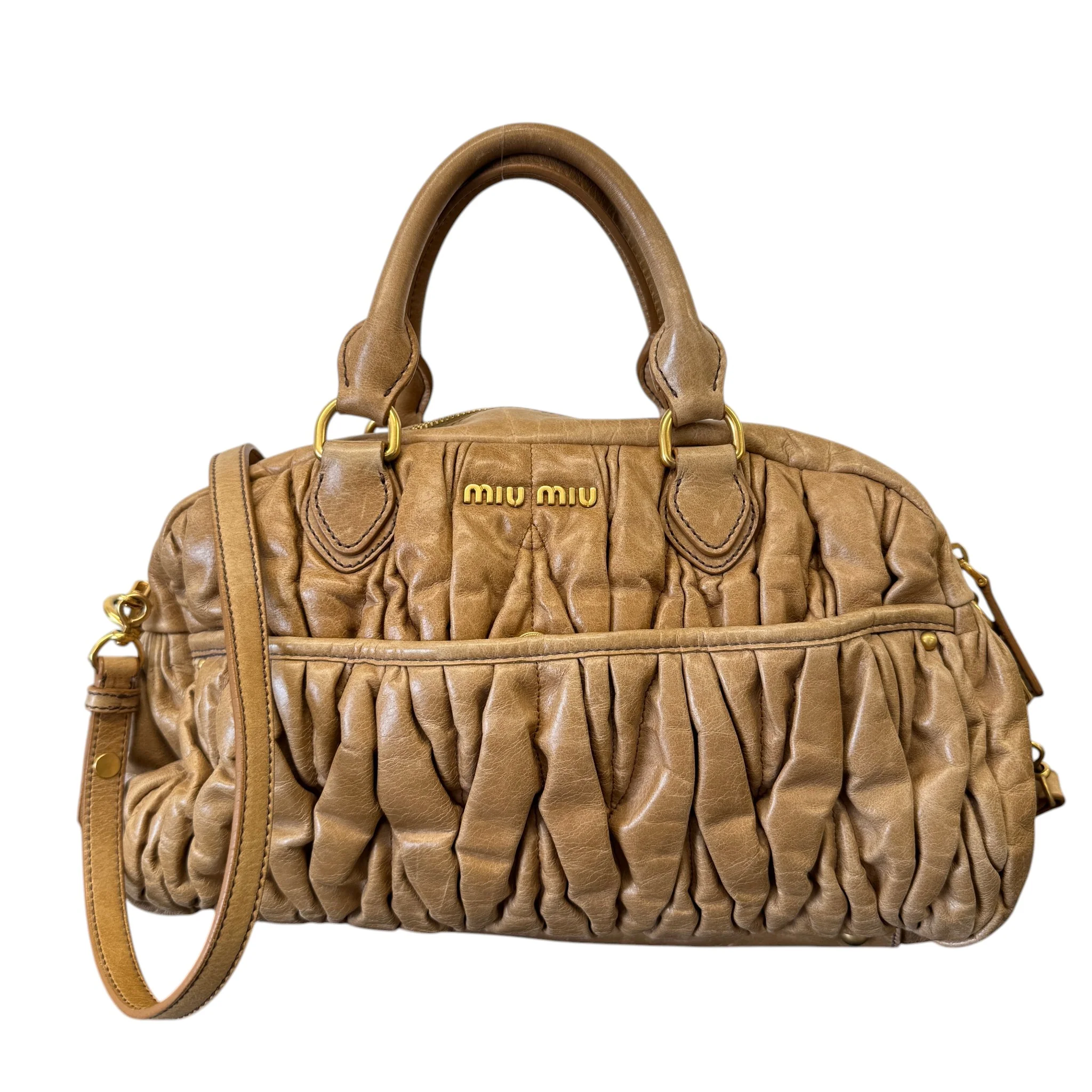 Women's Matelasse Leather Handbag Beige - Image 3