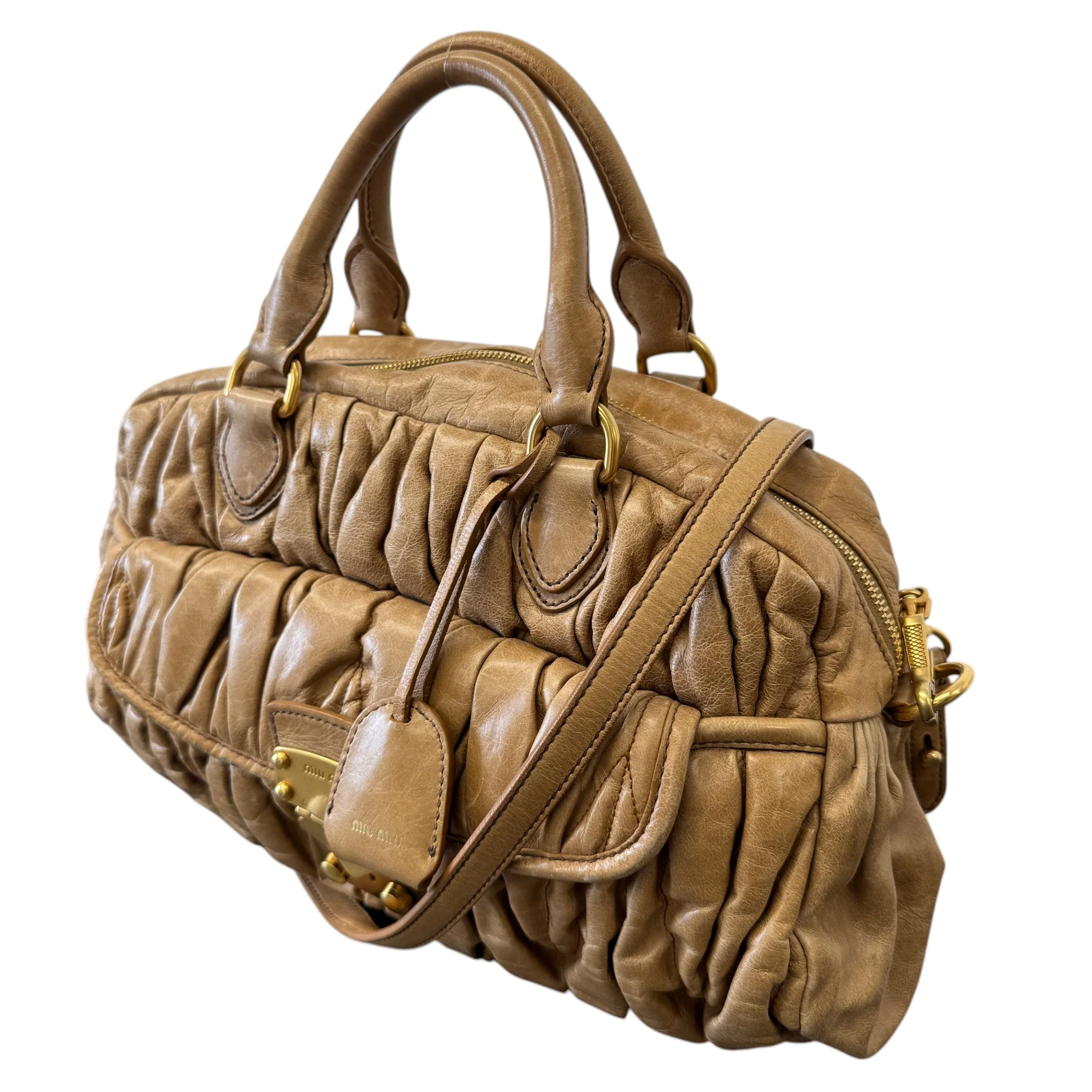 Women's Matelasse Leather Handbag Beige - Image 4