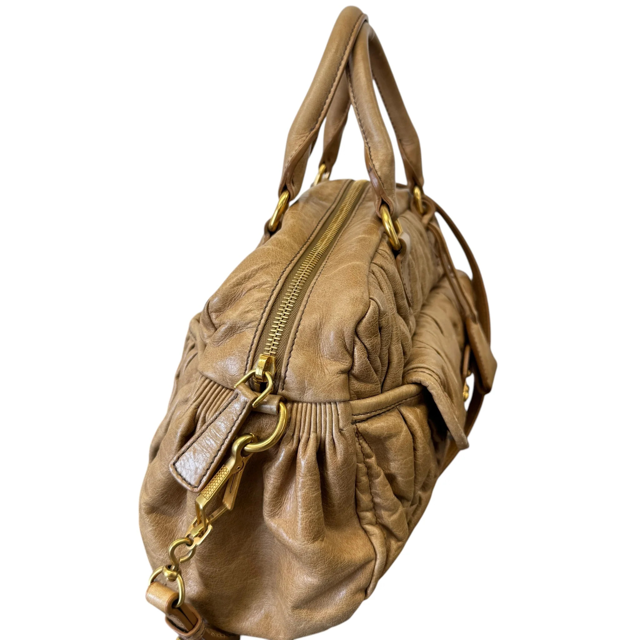 Women's Matelasse Leather Handbag Beige - Image 5