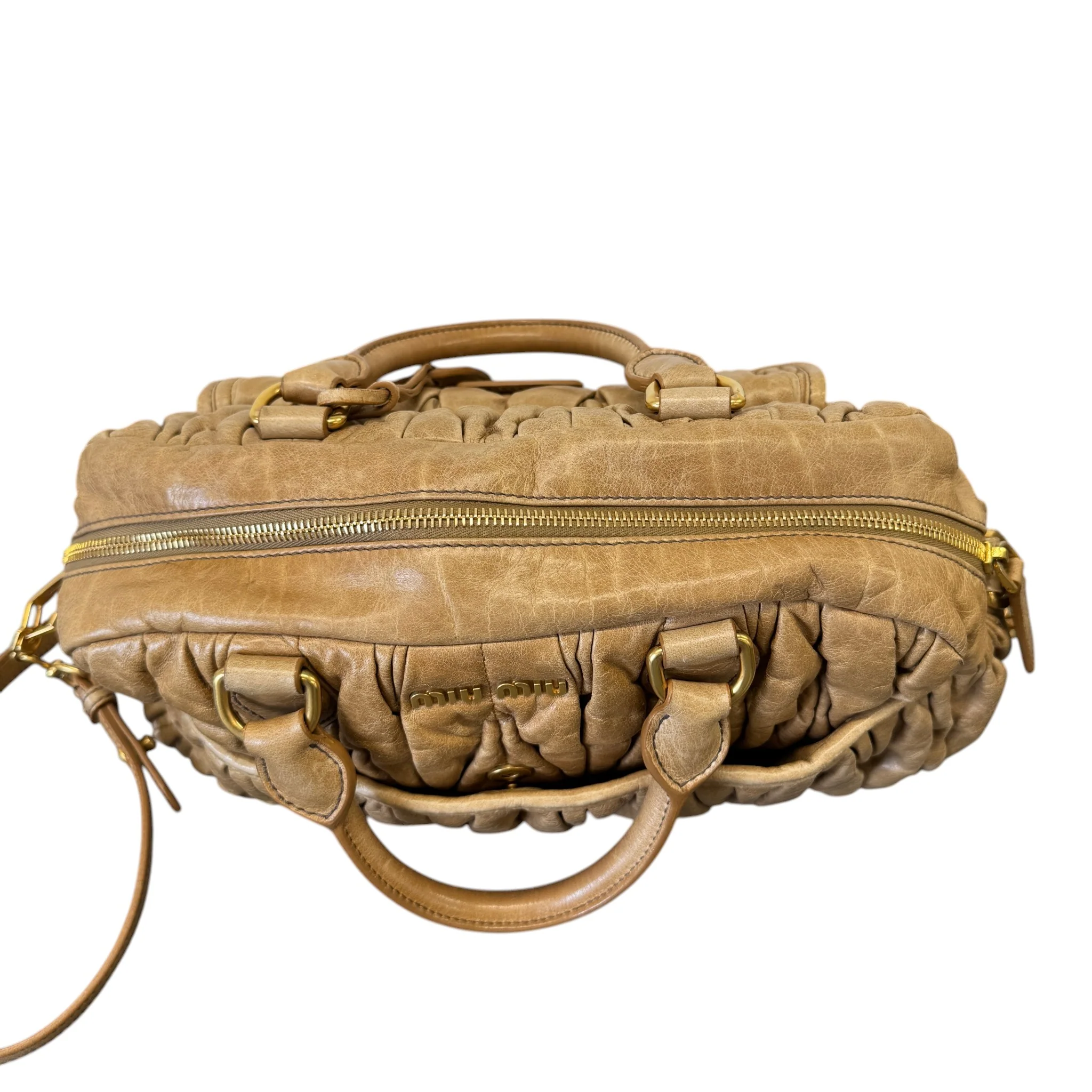 Women's Matelasse Leather Handbag Beige - Image 7