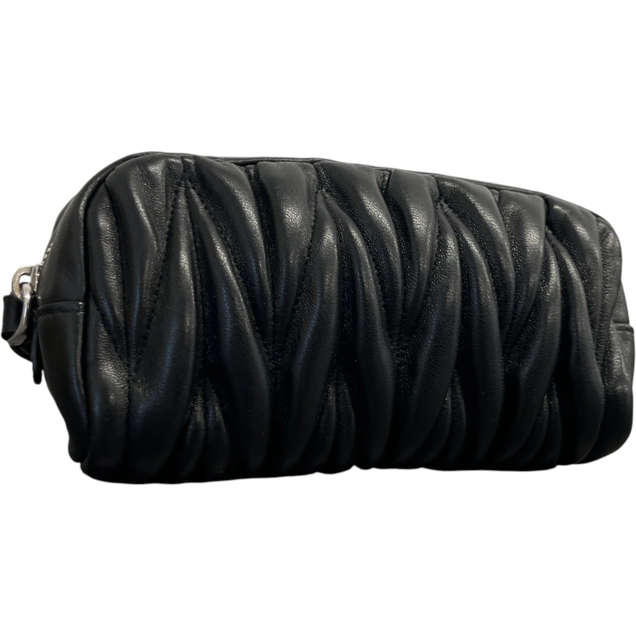 Women's Matelasse Leather Wristlet Purse Black - Image 7