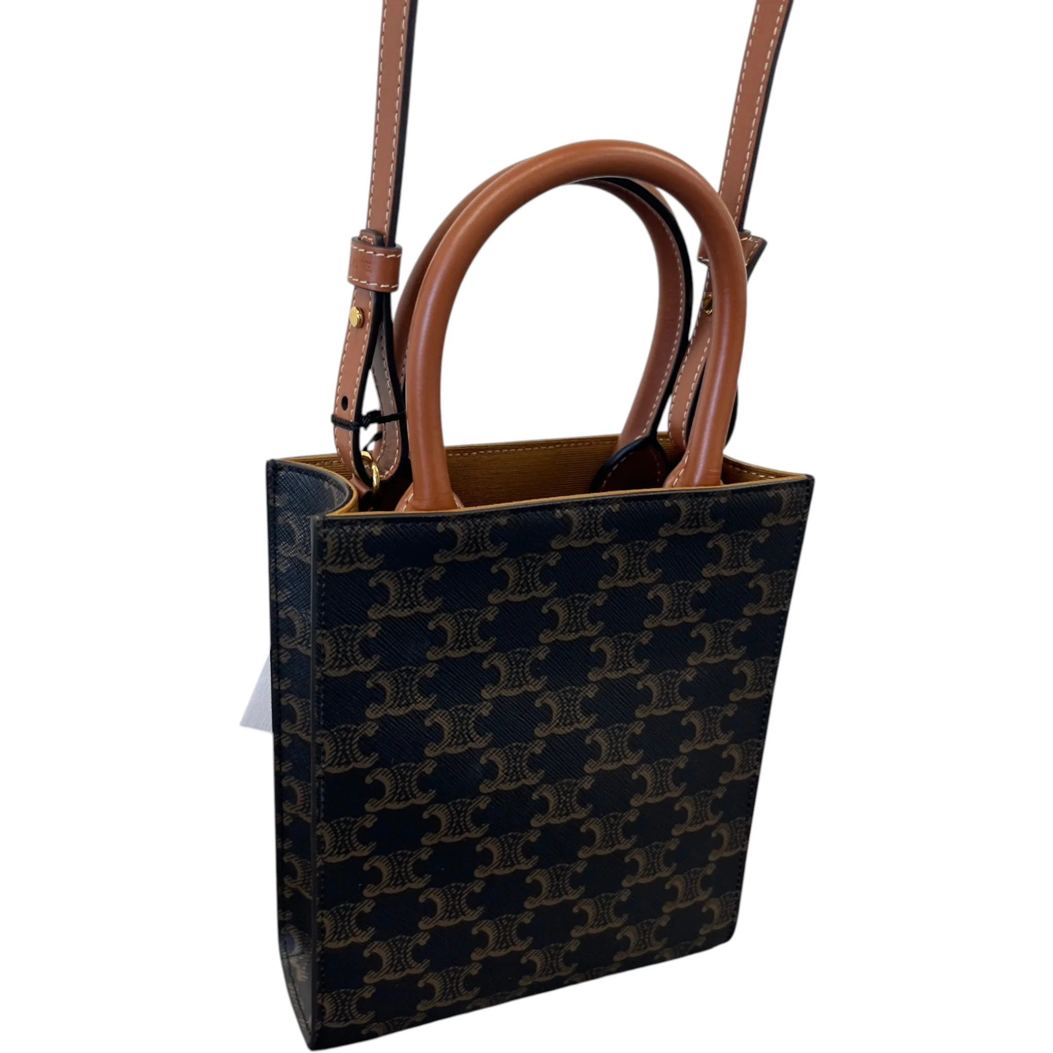 Women's Mini Vertical Cabas Bag Brown - Image 10