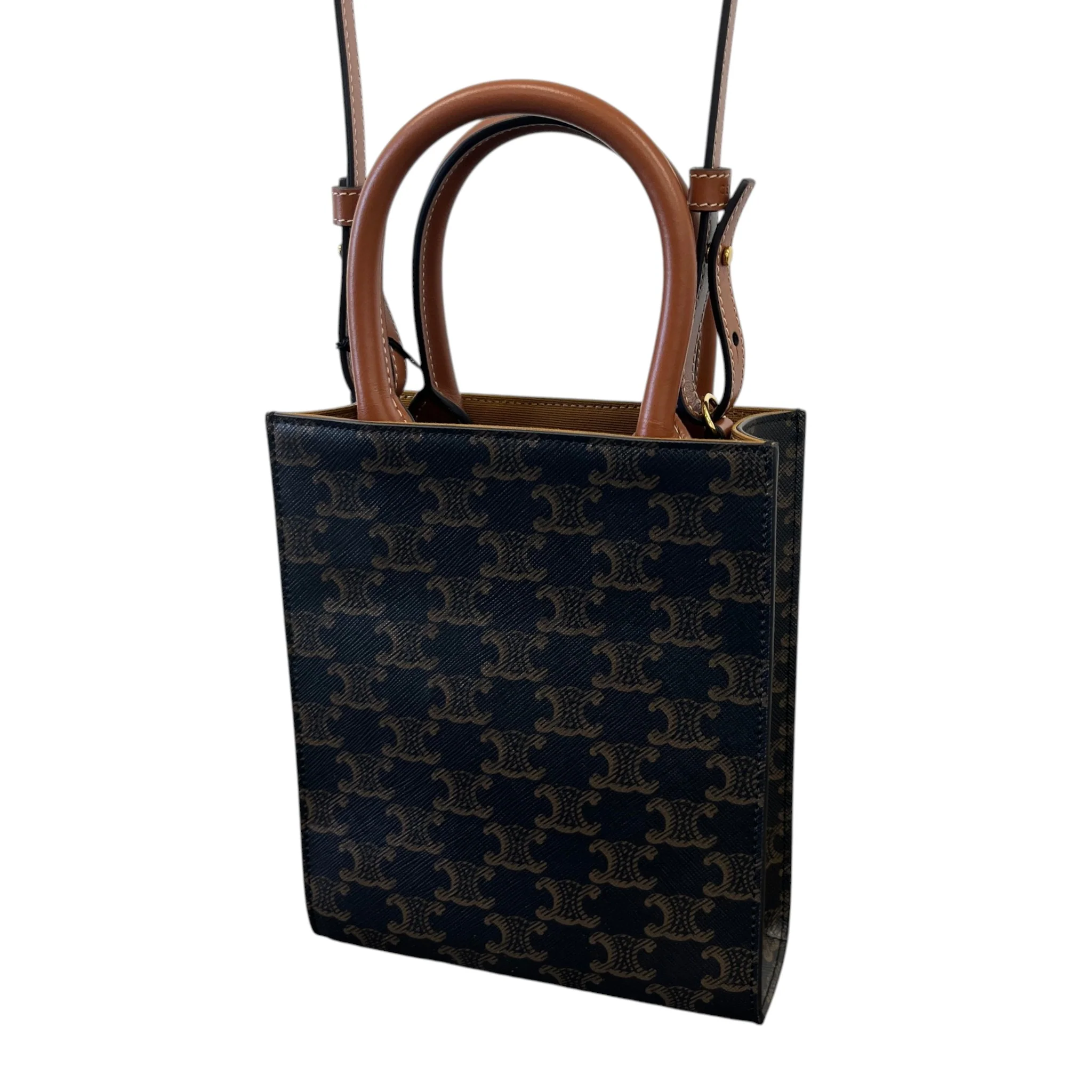 Women's Mini Vertical Cabas Bag Brown - Image 9