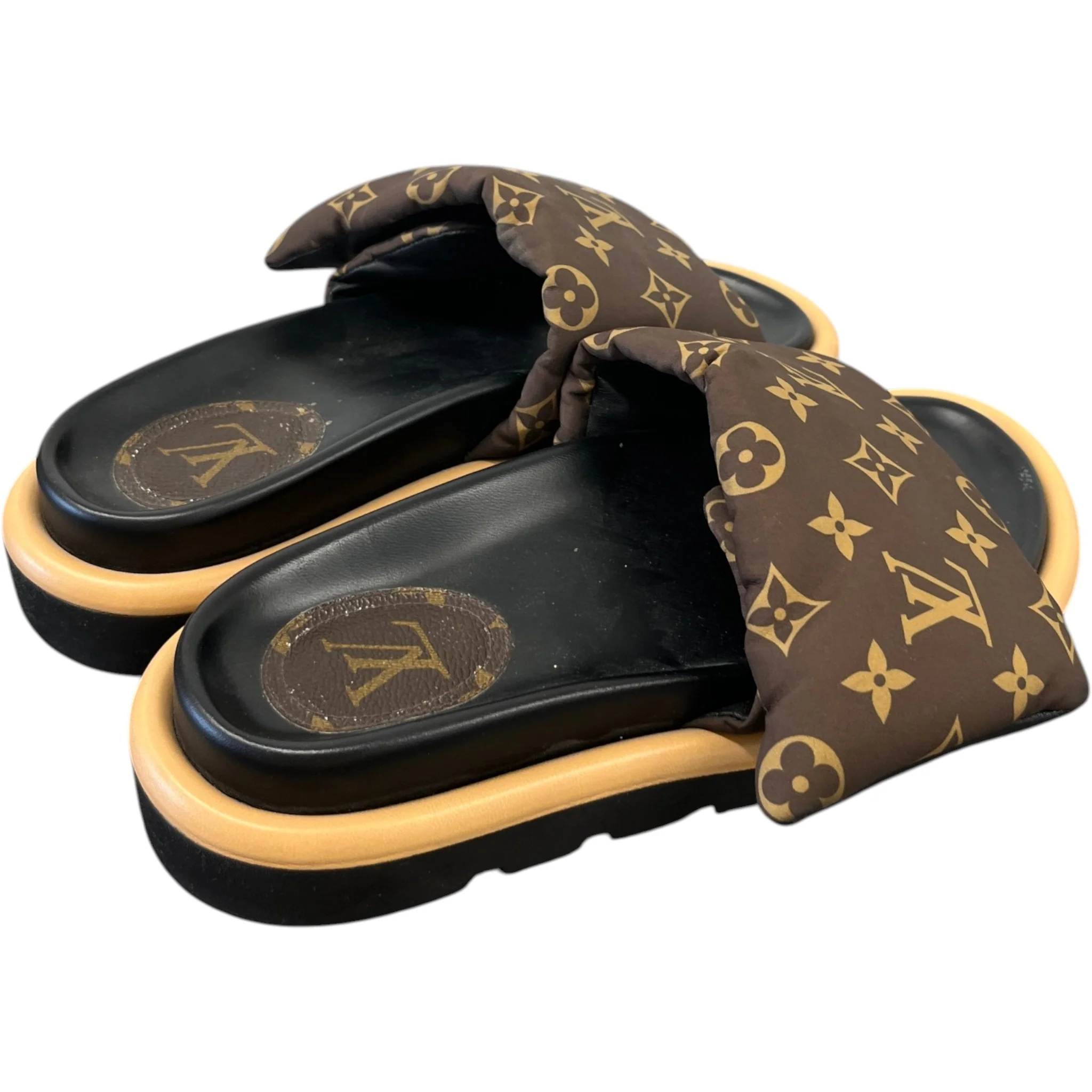 Women's Monogram Pool Pillow Flat Comfort Slides Brown Size EU 39 / UK 6 - Image 8