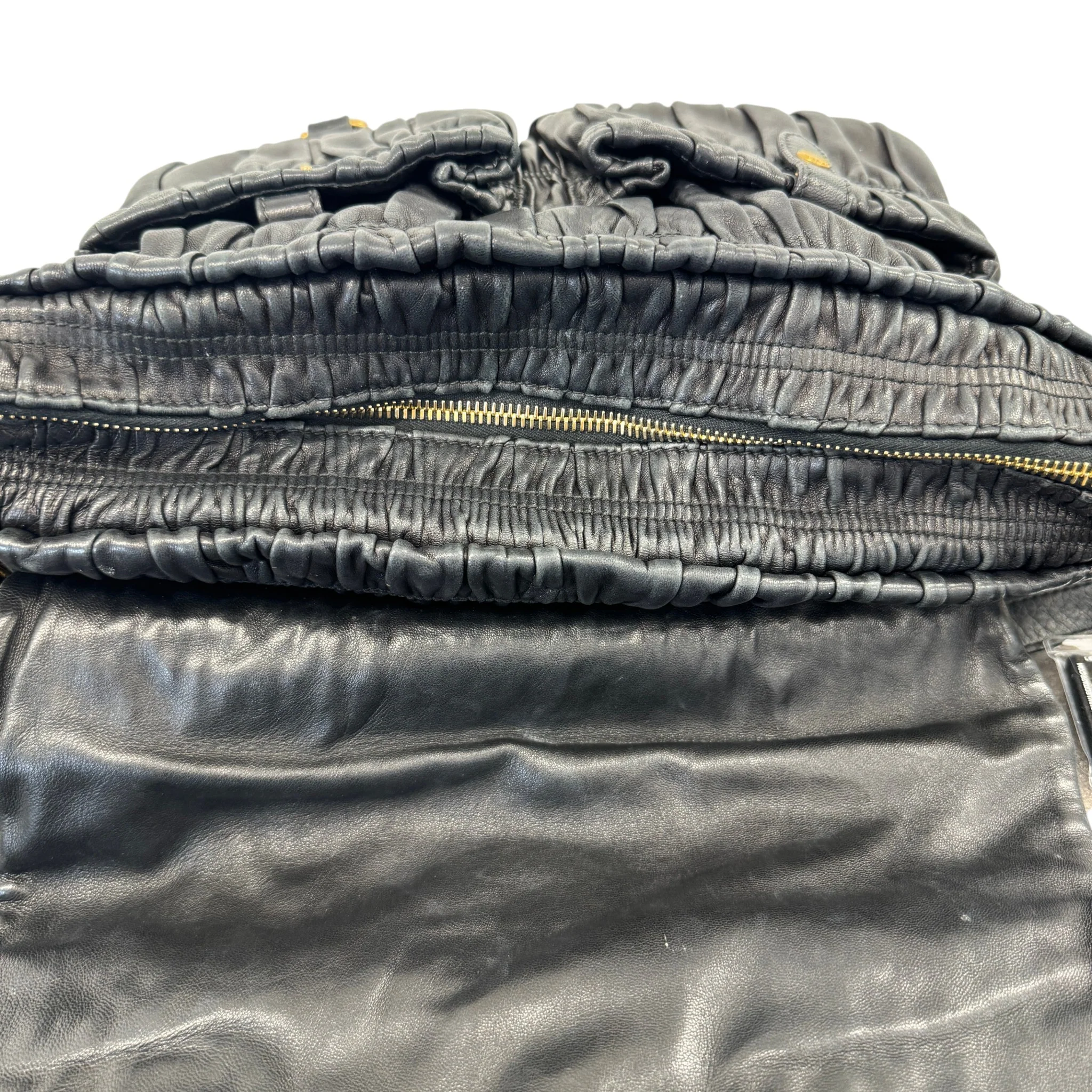 Women's Nappa Gaufre Messenger Bag Black - Image 10