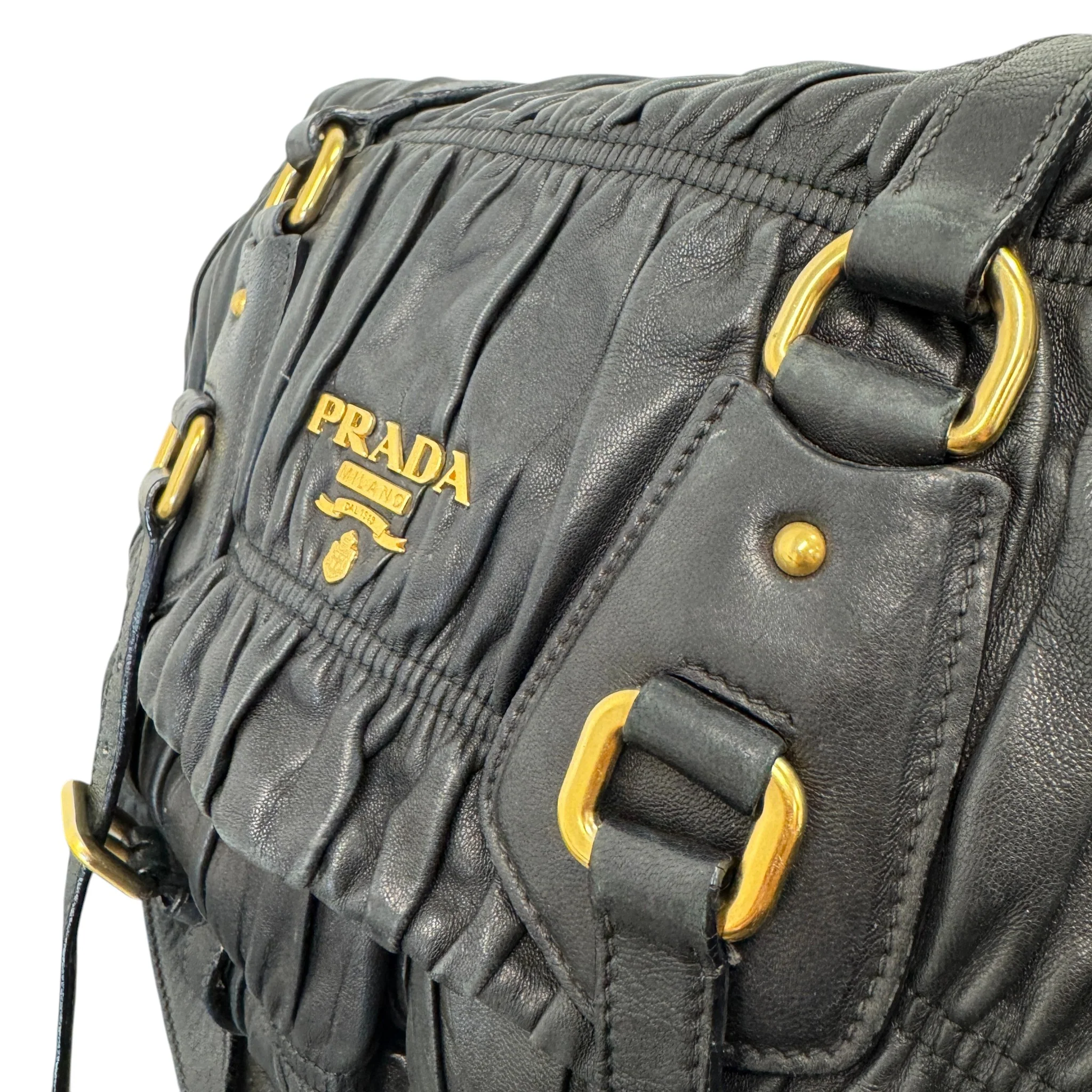 Women's Nappa Gaufre Messenger Bag Black - Image 8