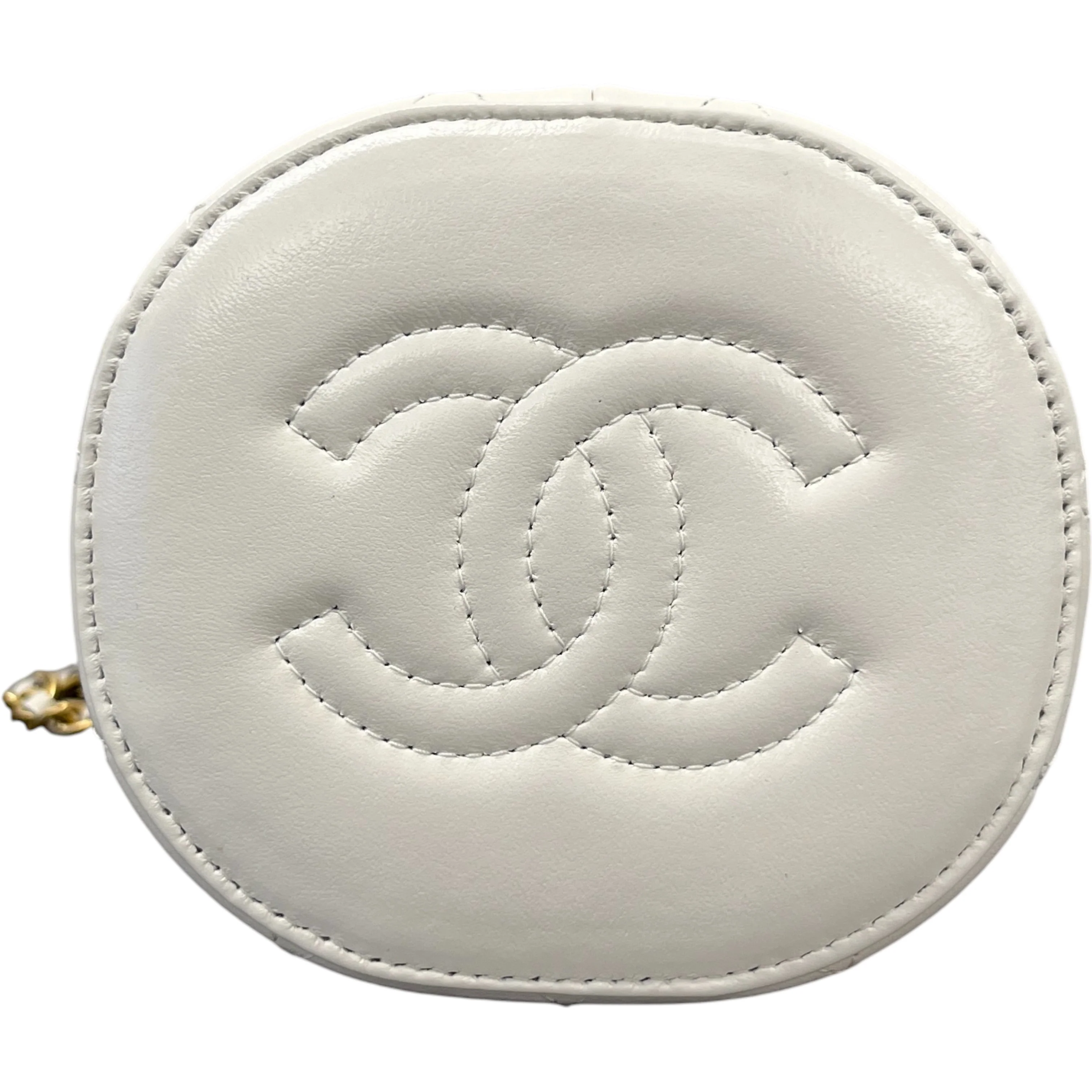Women's Nauticoco Quilted Shiny Lambskin Mini Bucket Handbag White - Image 10
