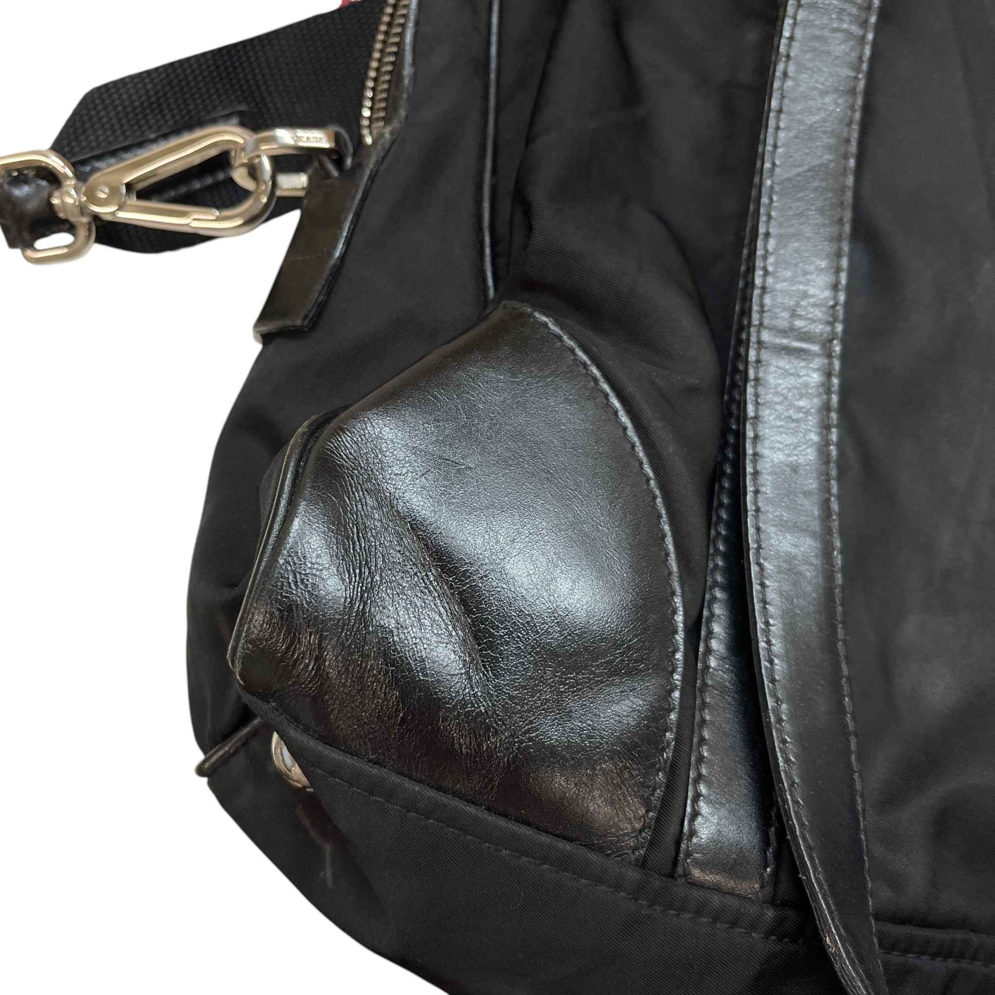 Women's Nylon Tessuto Shoulder Bag Black - Image 13