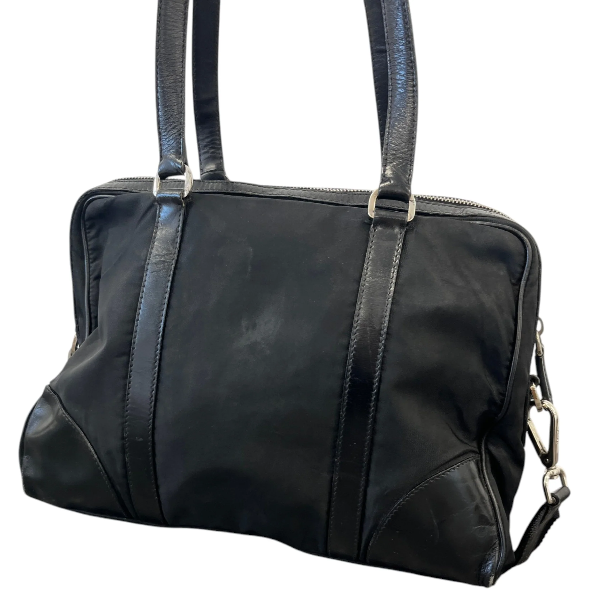 Women's Nylon Tessuto Shoulder Bag Black - Image 8