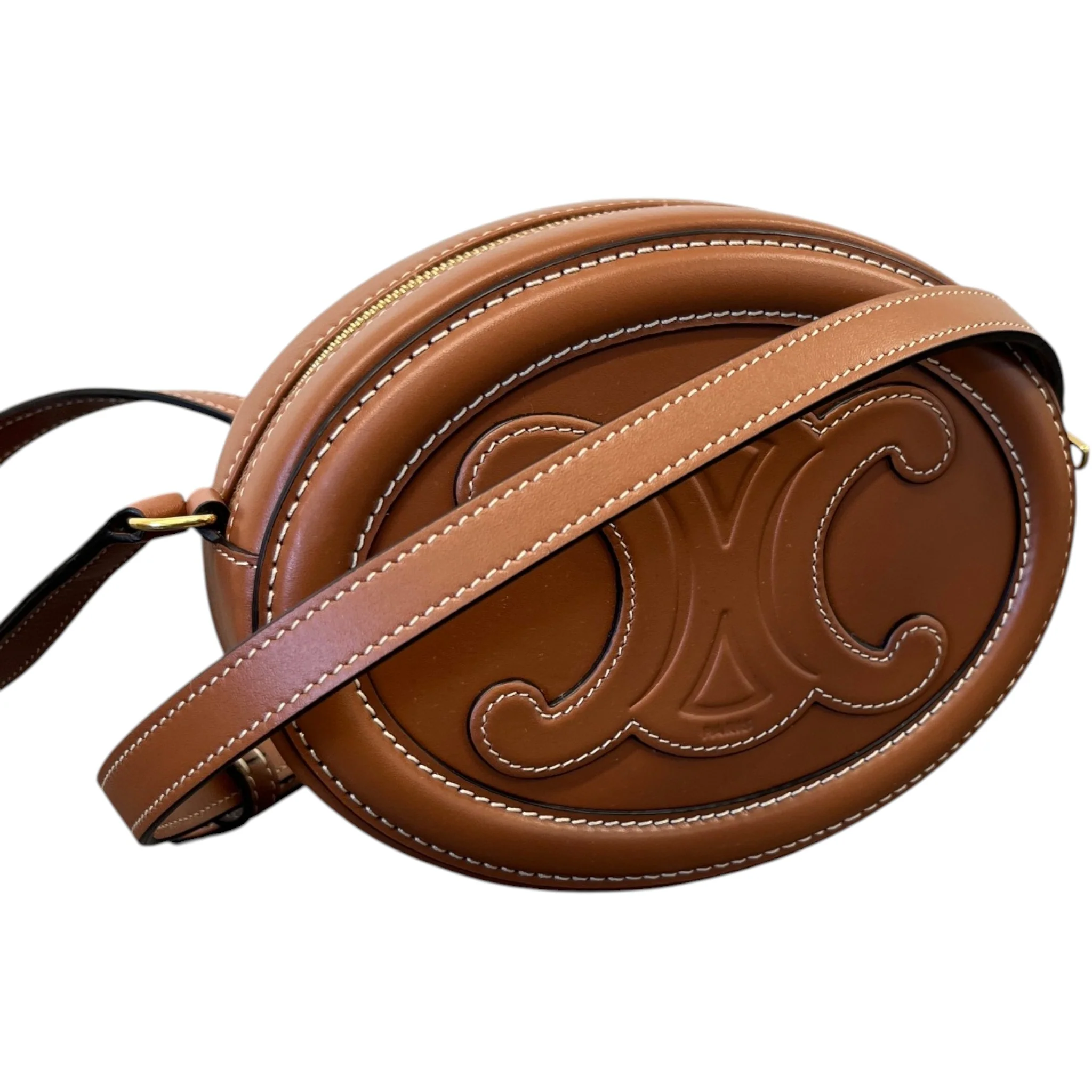 Women's Oval Cuir Triomphe Bag Brown - Image 4