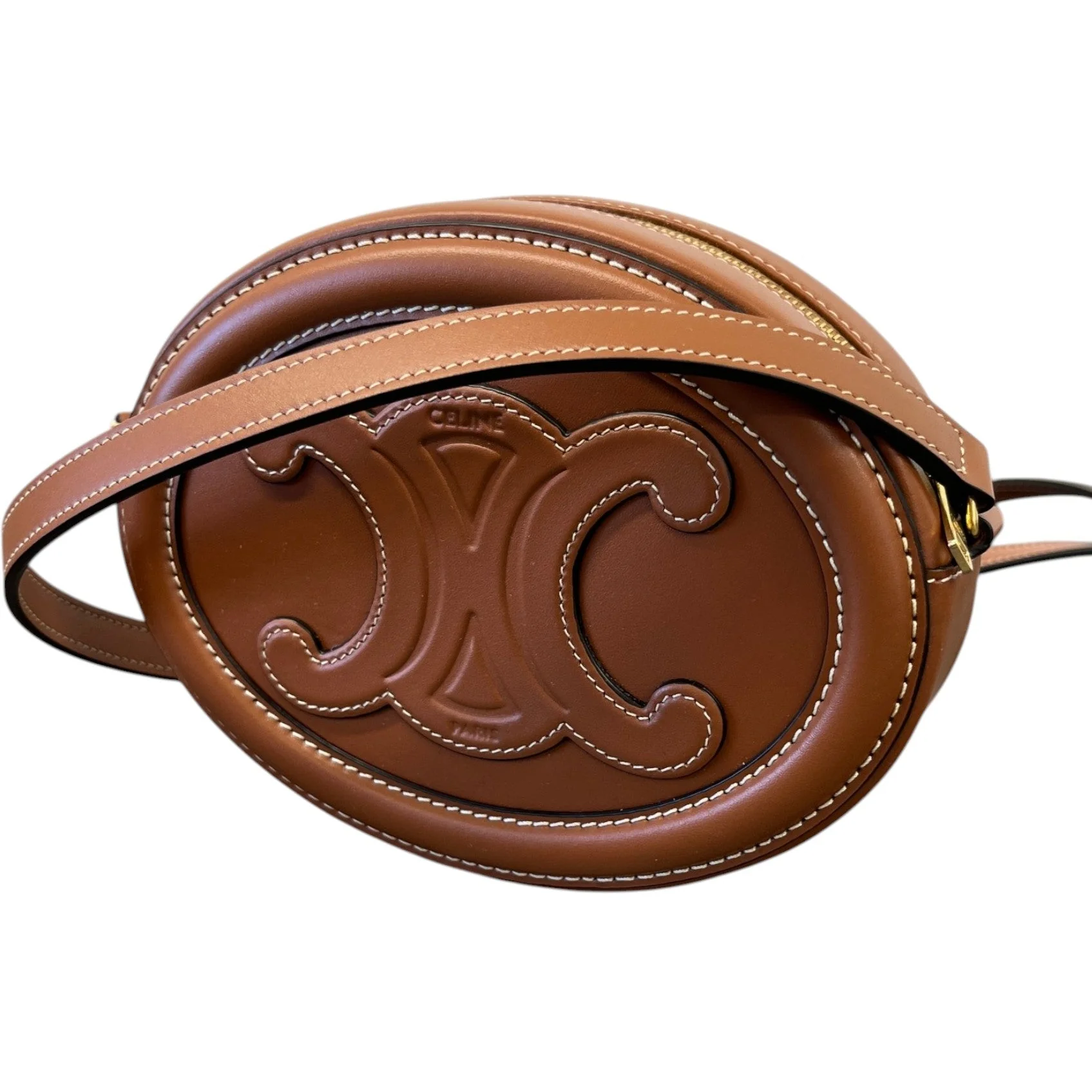 Women's Oval Cuir Triomphe Bag Brown - Image 5