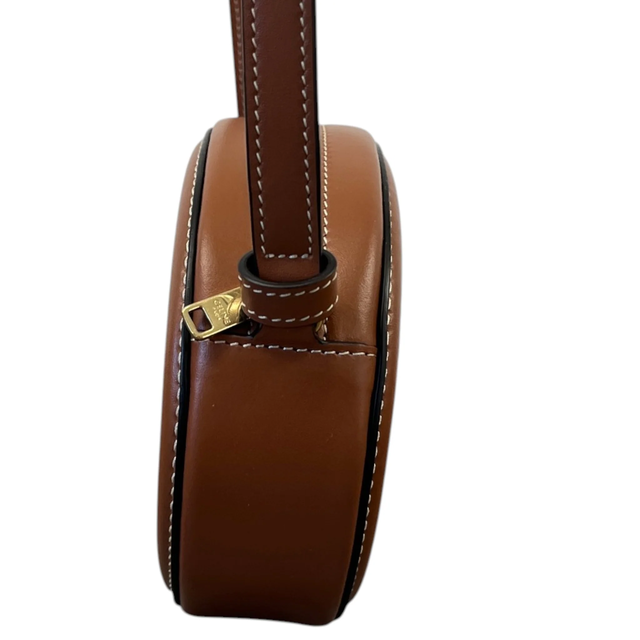 Women's Oval Cuir Triomphe Bag Brown - Image 7