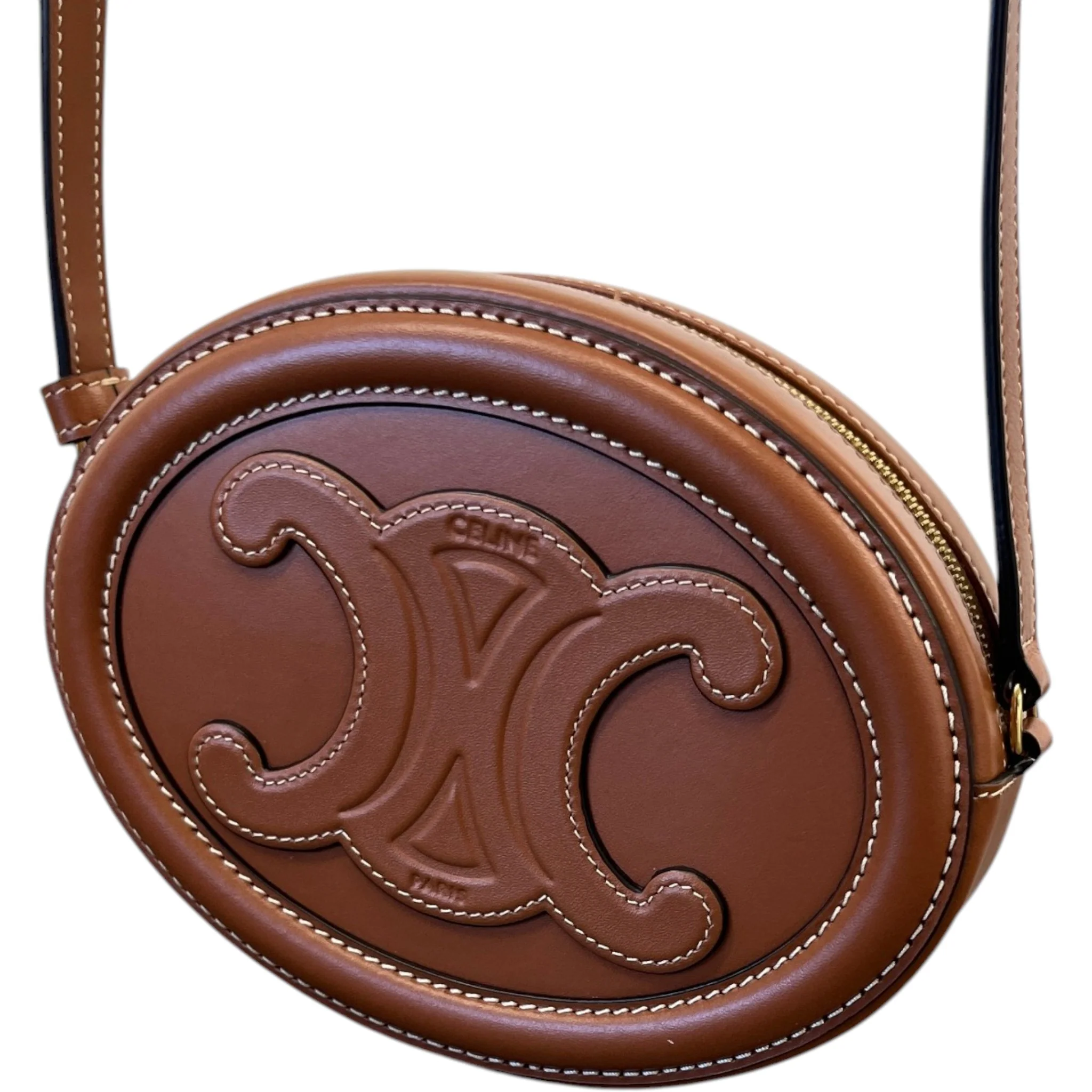 Women's Oval Cuir Triomphe Bag Brown - Image 9