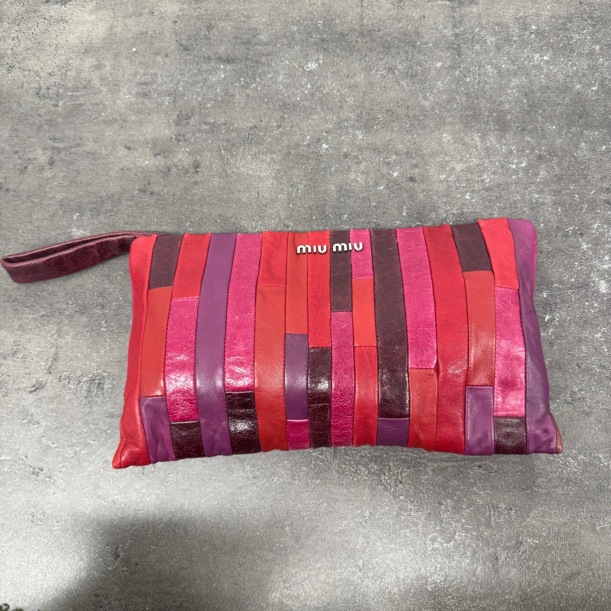 Women's Patchwork Nappe Wrislet Pouch Pink - Image 8