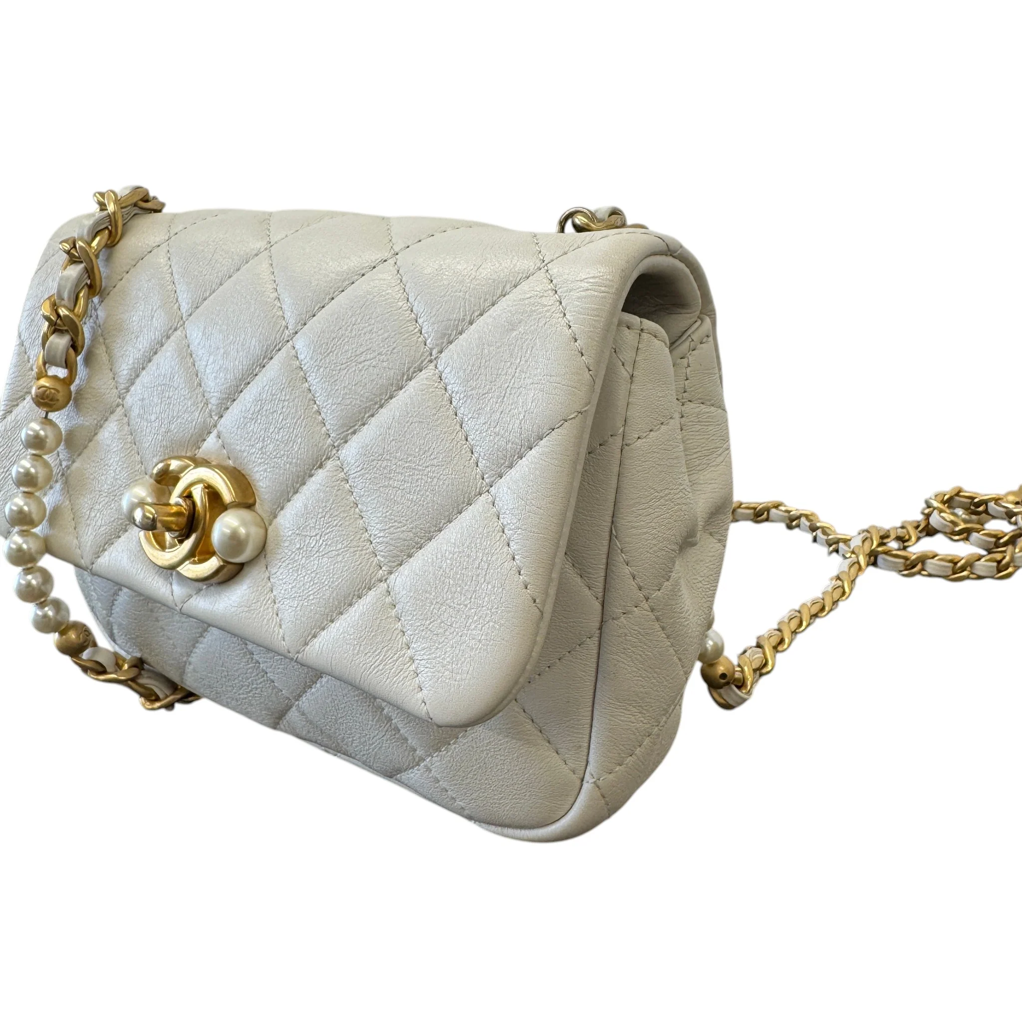 Women's Pearl Side Flap Bag White - Image 4