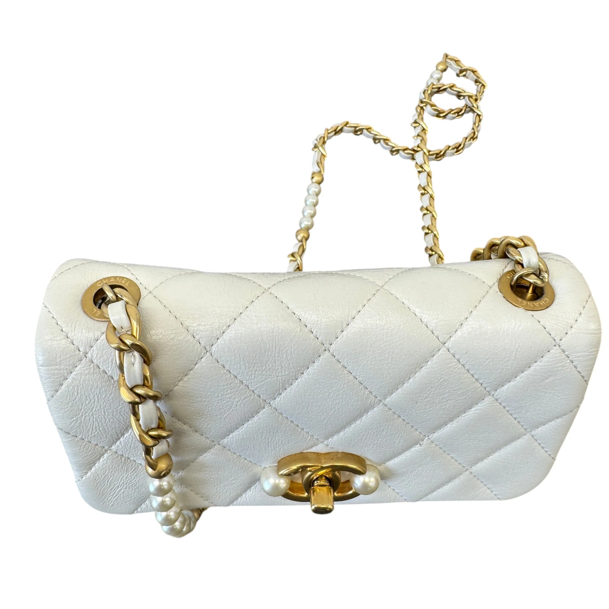 Women's Pearl Side Flap Bag White - Image 7