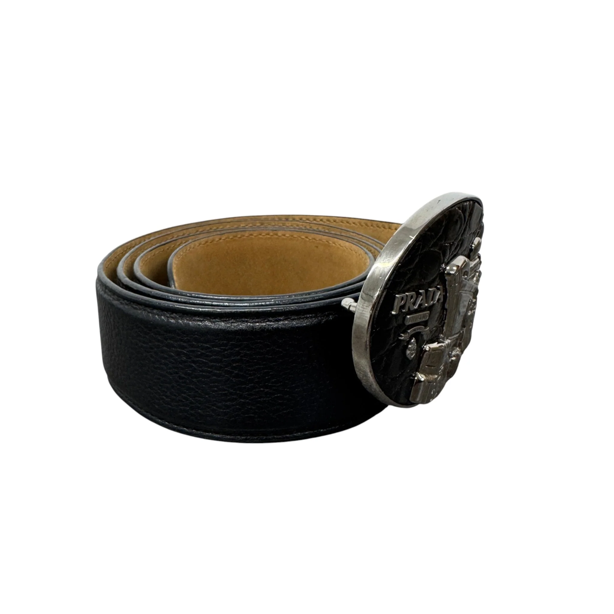 Women's Plaque Buckle Belt Black Size 95cm / UK 14 - Image 2