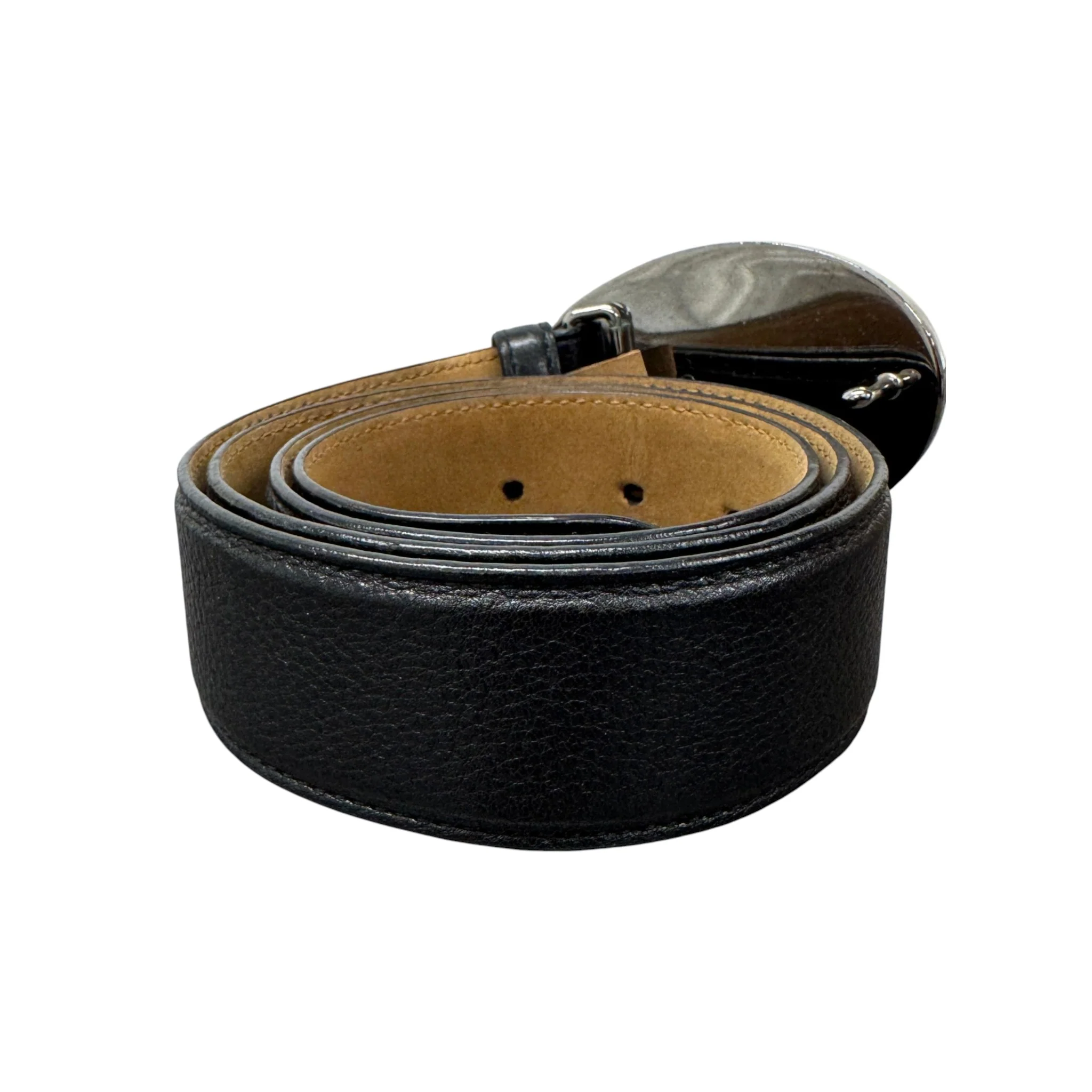 Women's Plaque Buckle Belt Black Size 95cm / UK 14 - Image 3