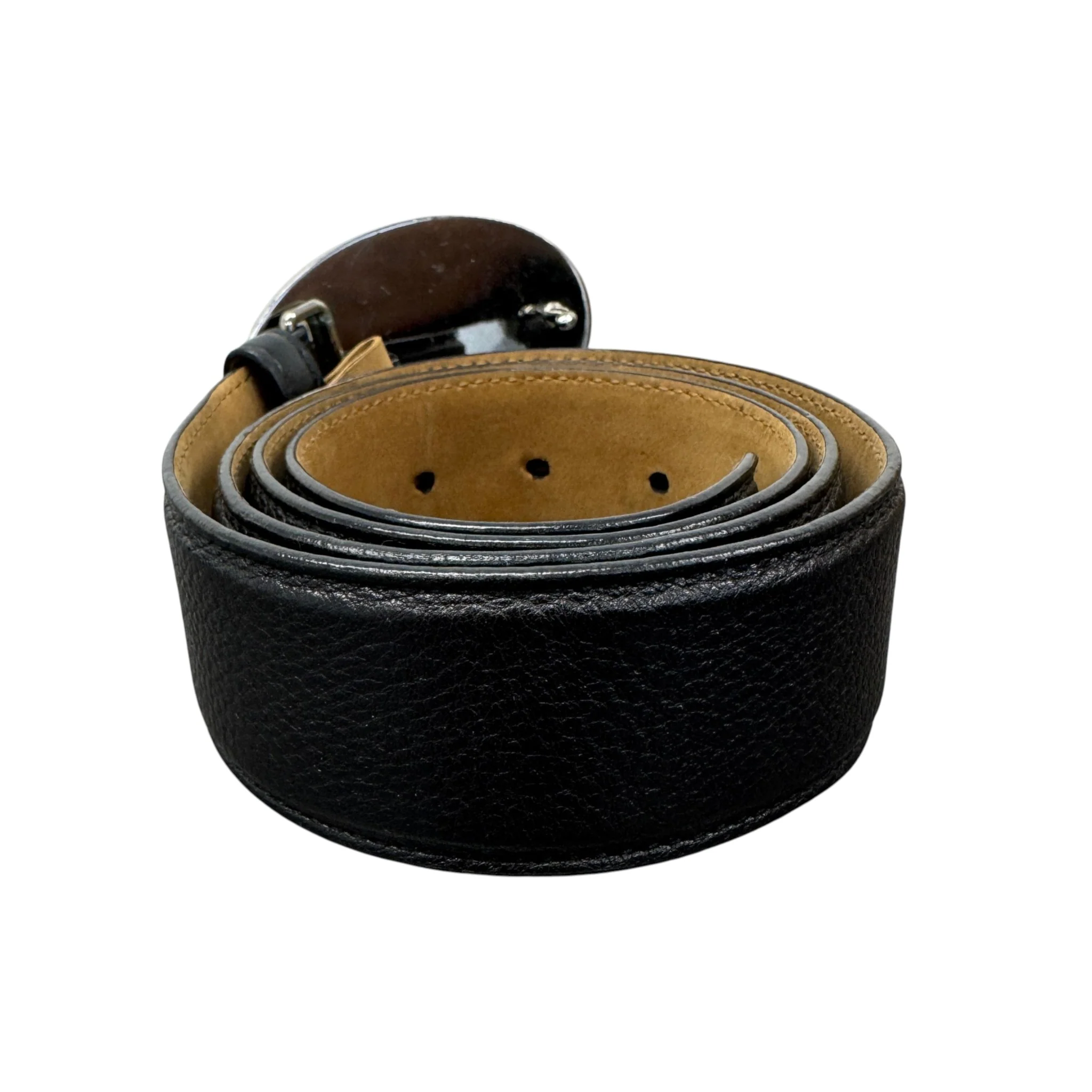 Women's Plaque Buckle Belt Black Size 95cm / UK 14 - Image 4