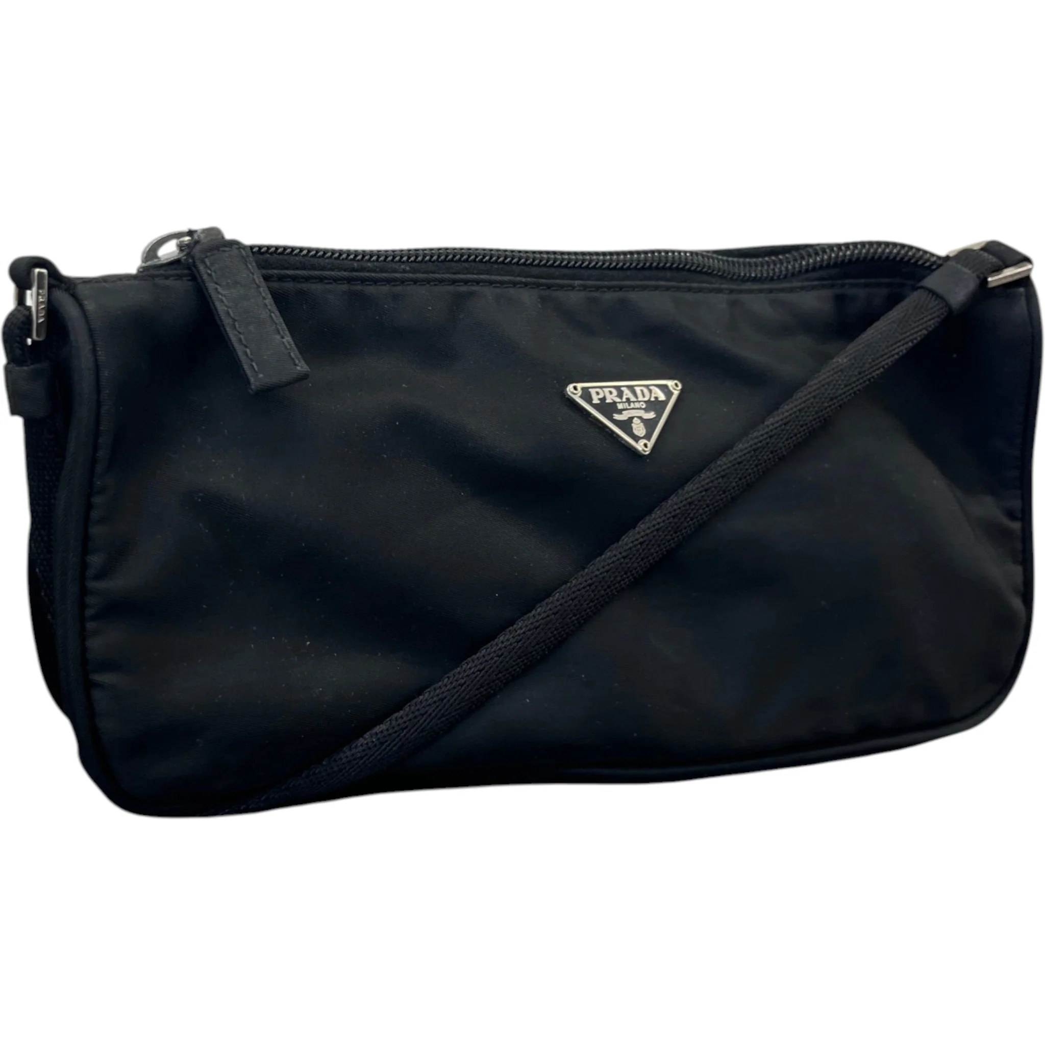 Women's Plaque Logo Nylon Pochette Bag Black - Image 4