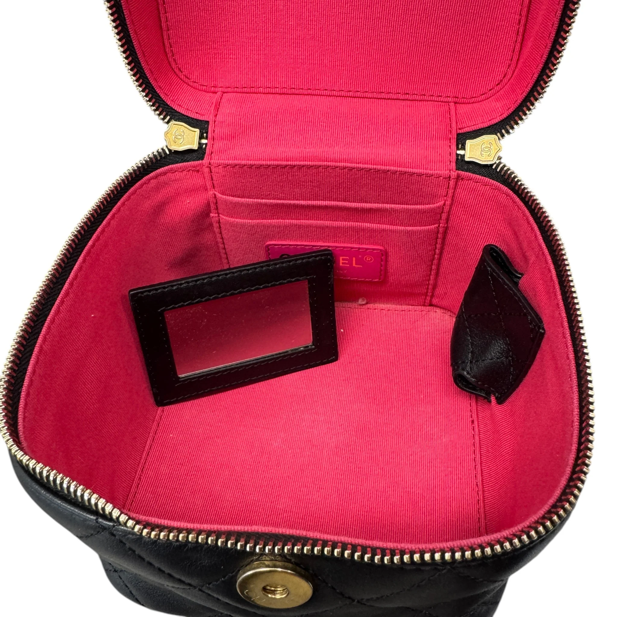 Women's Quilted Vanity Bag Black - Image 15