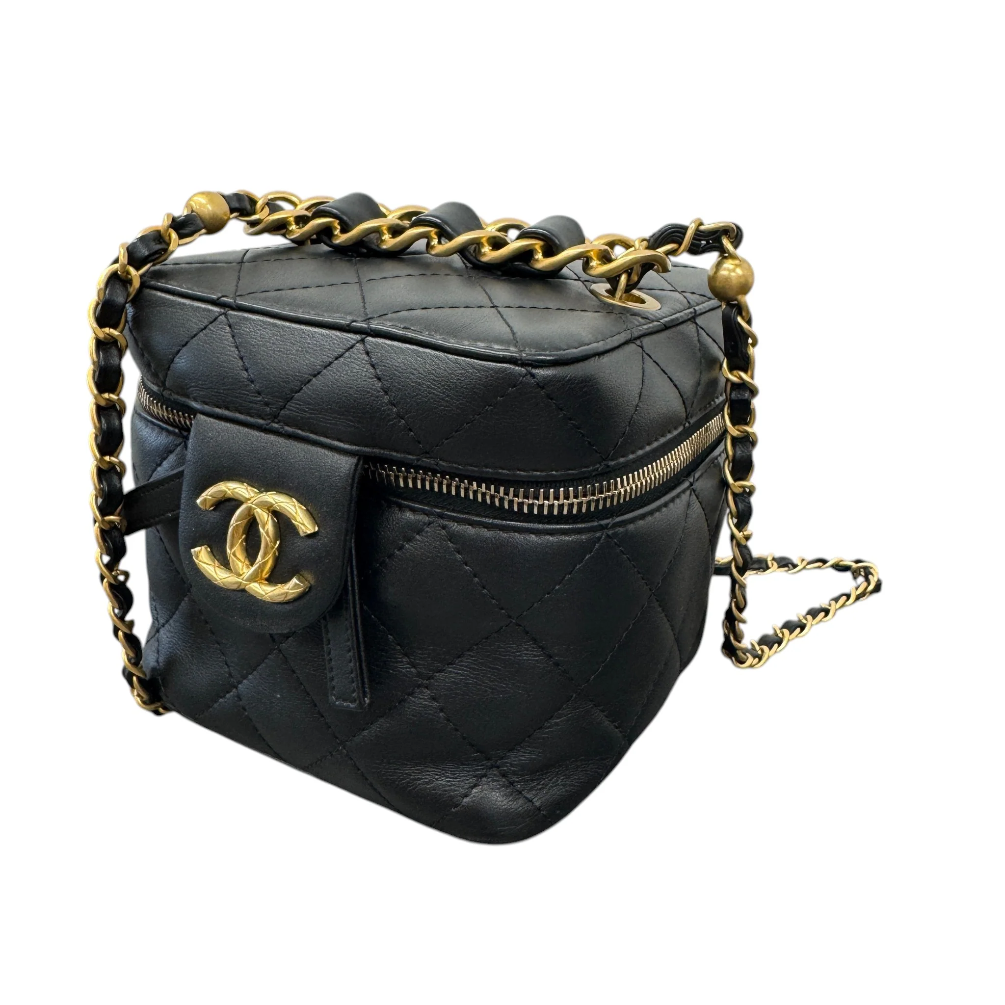 Women's Quilted Vanity Bag Black - Image 5